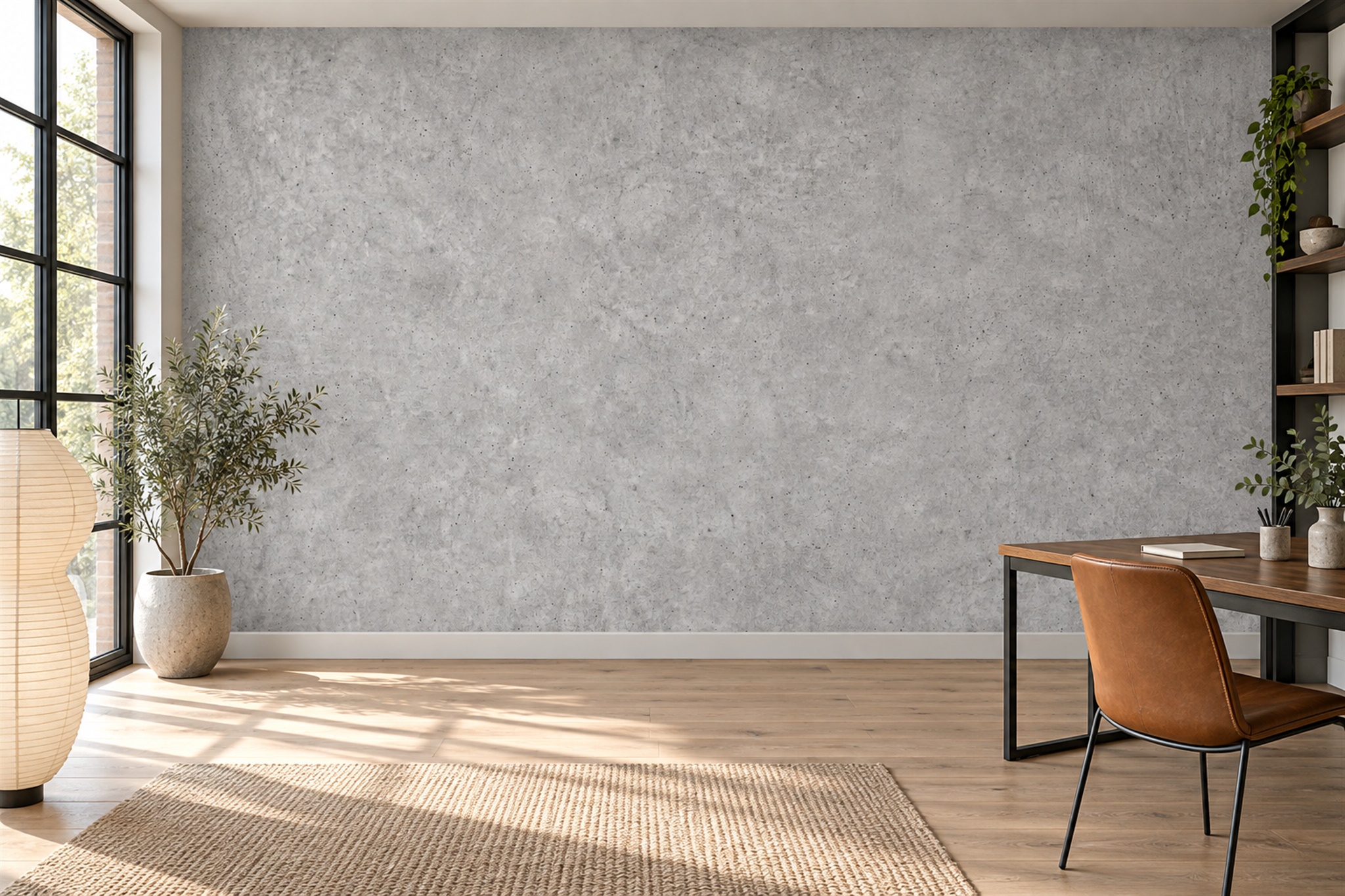 Grey Concrete And Mineral Wash Wallpaper Mural — Wallpaper Mural Design, Peel-and-stick Finish