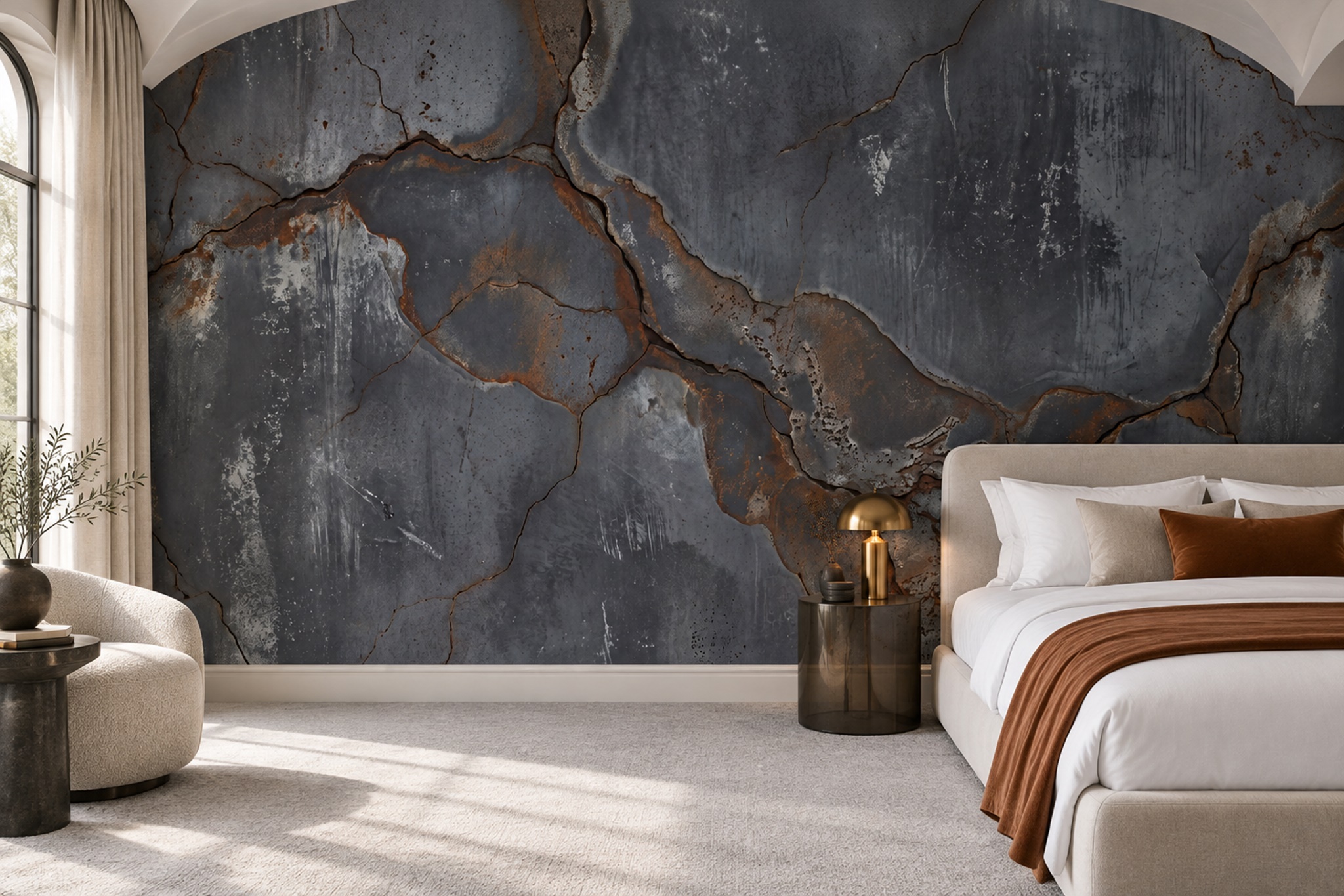 Grey Pattern Decorative Wallpaper Mural Layered Illustrated Wallpaper Bedroom-wallpaper-murals, Peel-and-stick Finish