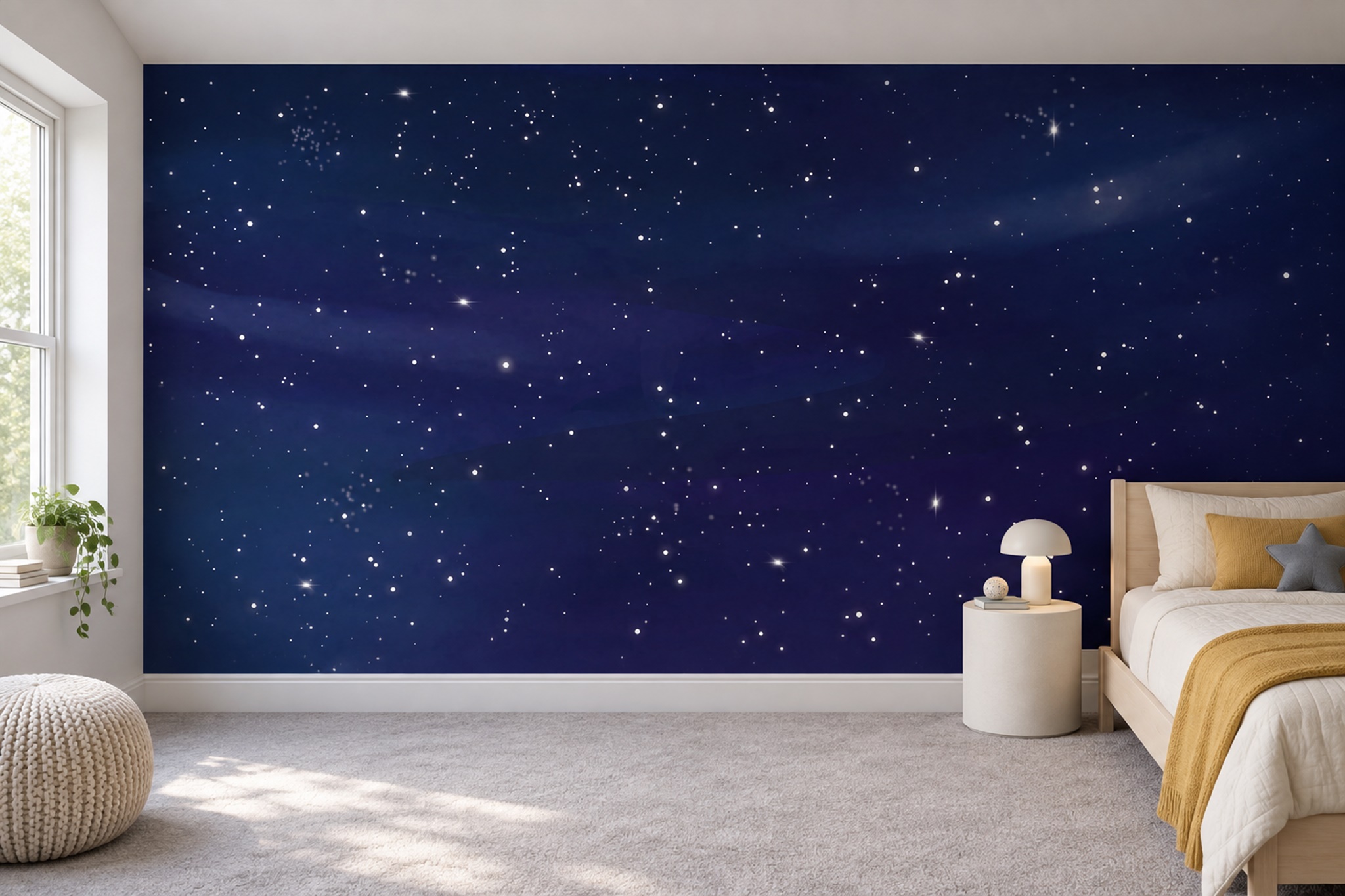 Navy Pattern Decorative Wallpaper Mural Layered Composition Wallpaper Bedroom-wallpaper-murals, Peel-and-stick Finish