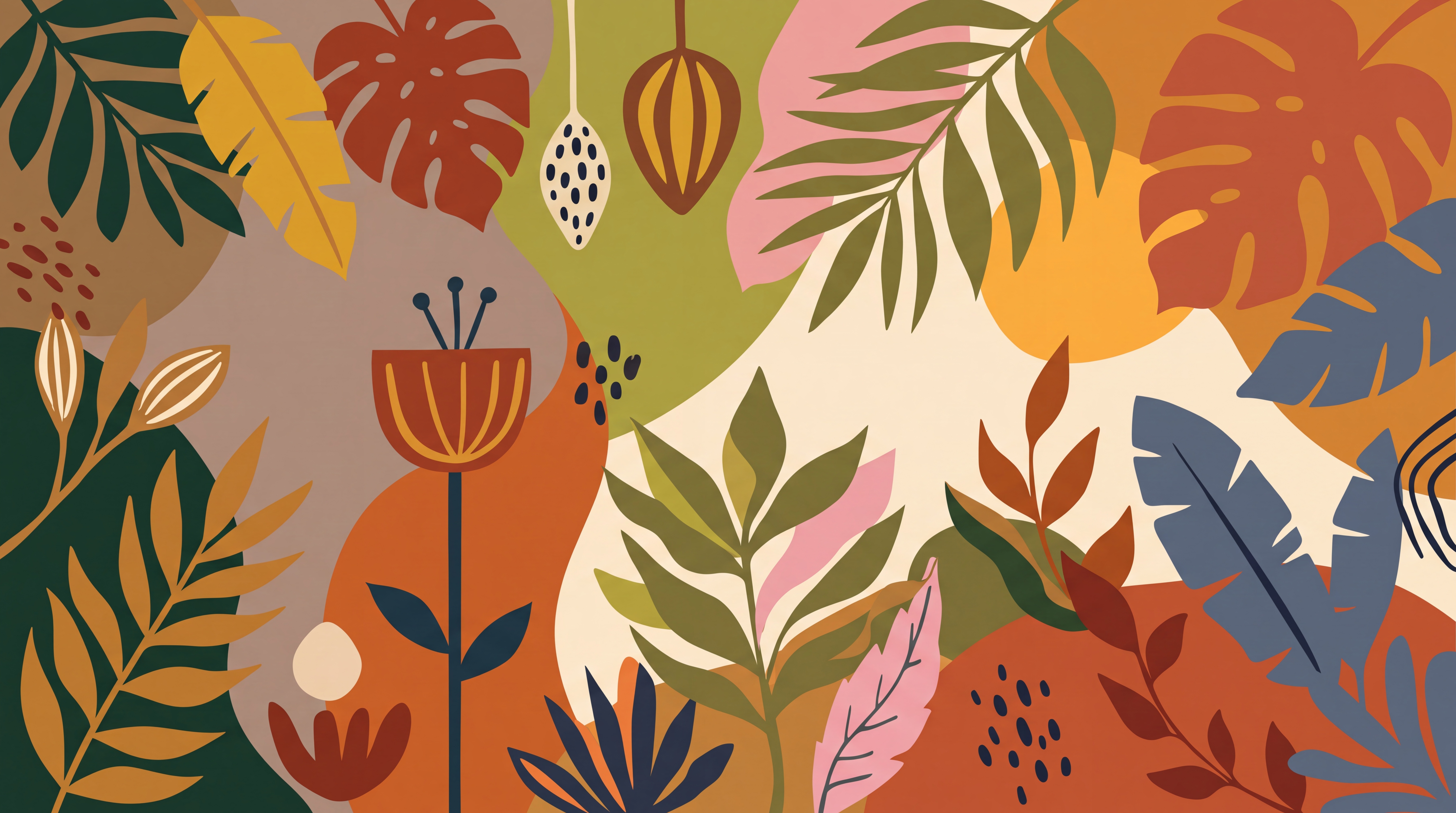 Orange Leaf Botanical Wallpaper Mural, Peel-and-stick Finish
