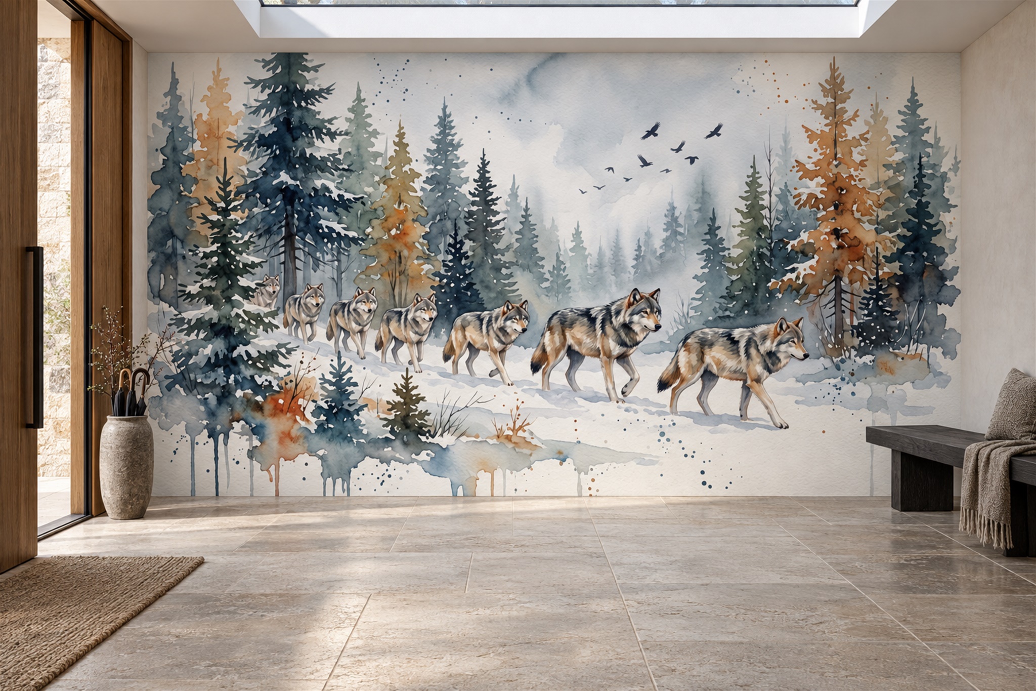 Grey Pattern Decorative Wallpaper Mural Layered Linear Wallpaper Mural Living-room-wallpaper-murals, Peel-and-stick Finish
