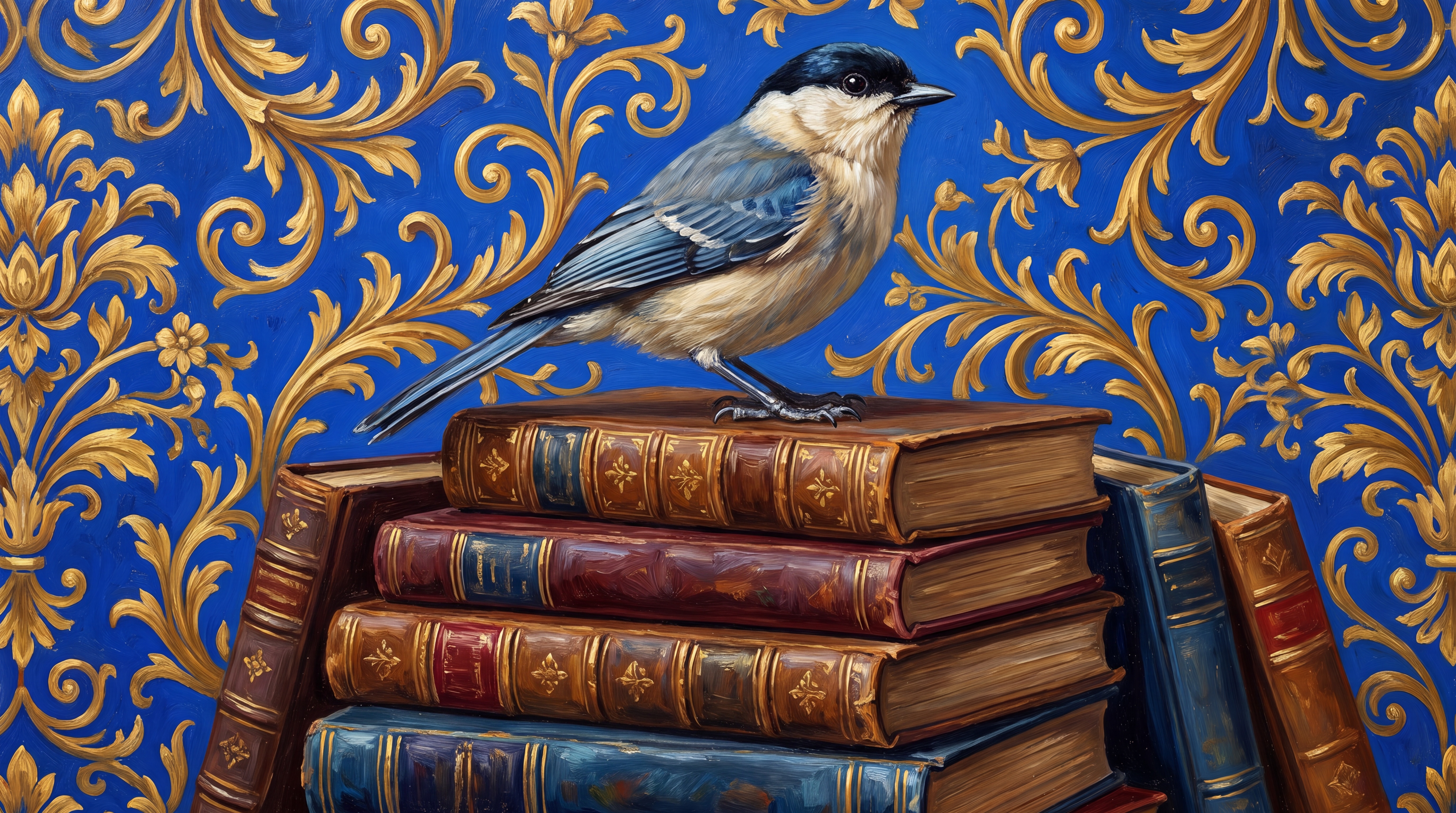 Blue Bird Illustrated Textured Wallpaper Mural, Peel-and-stick Finish
