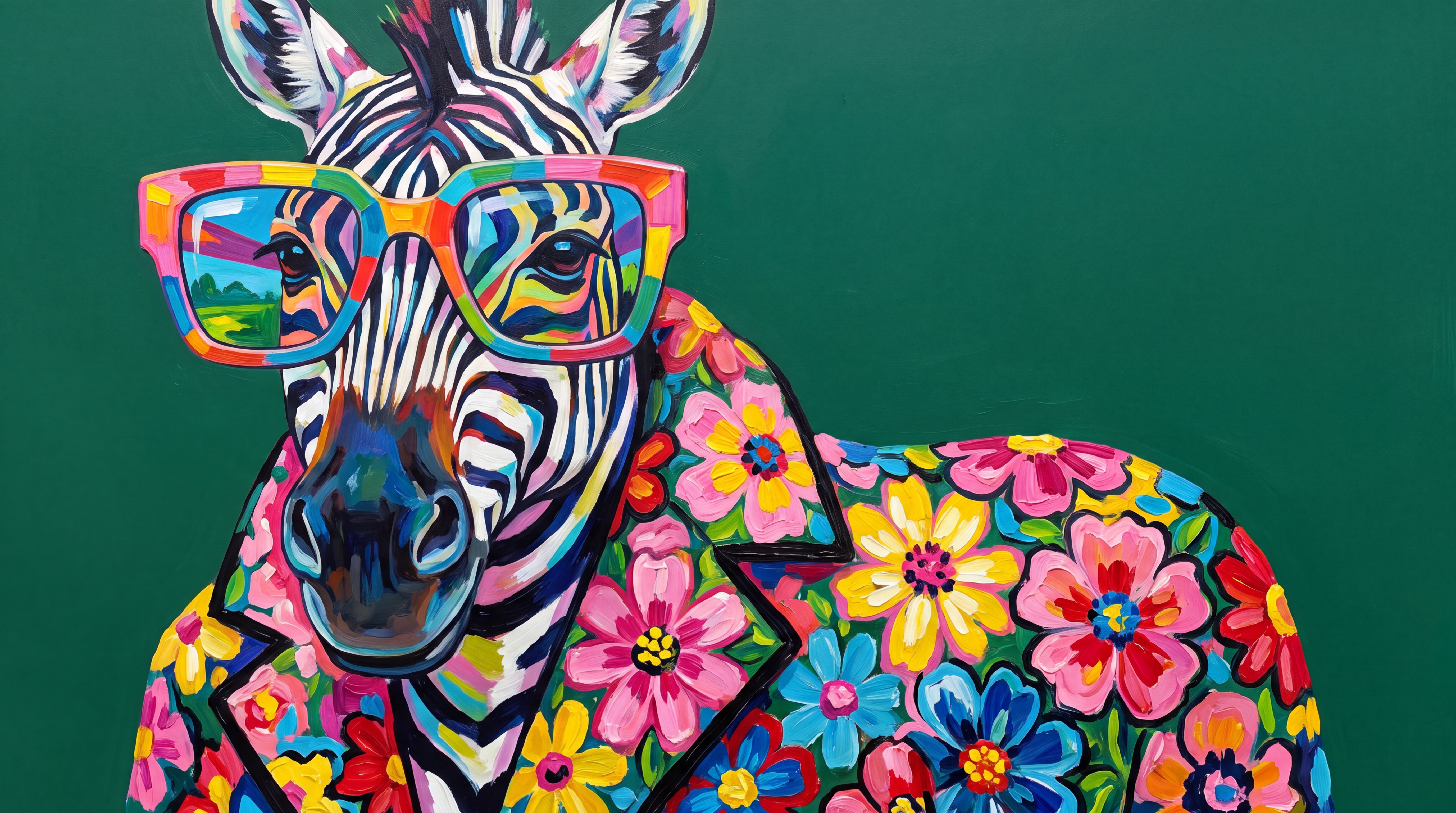 Green Zebra Wallpaper Mural, Peel-and-stick Finish
