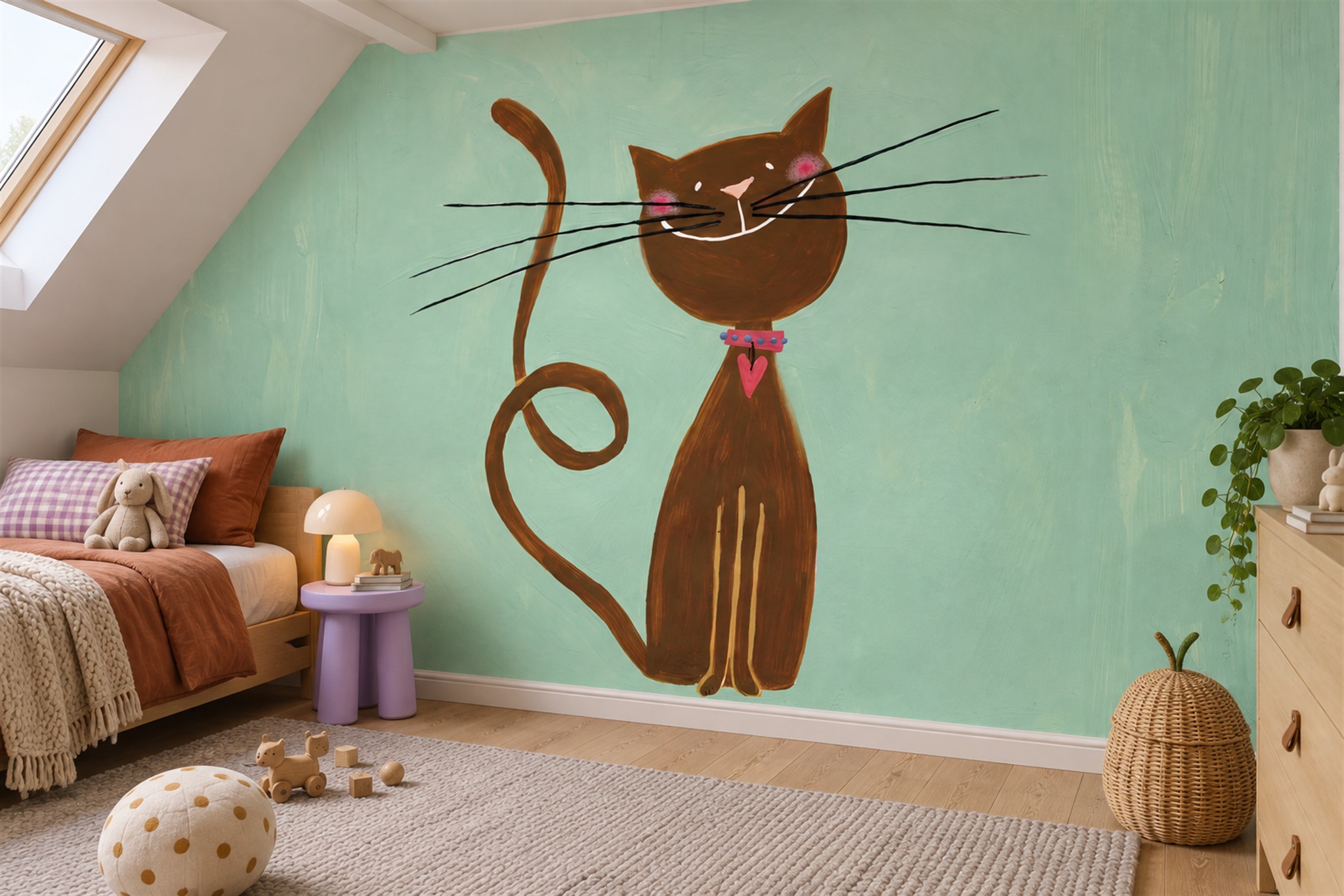 Mint Art Artful Wallpaper Mural Accent-wall-wallpaper-murals, Peel-and-stick Finish
