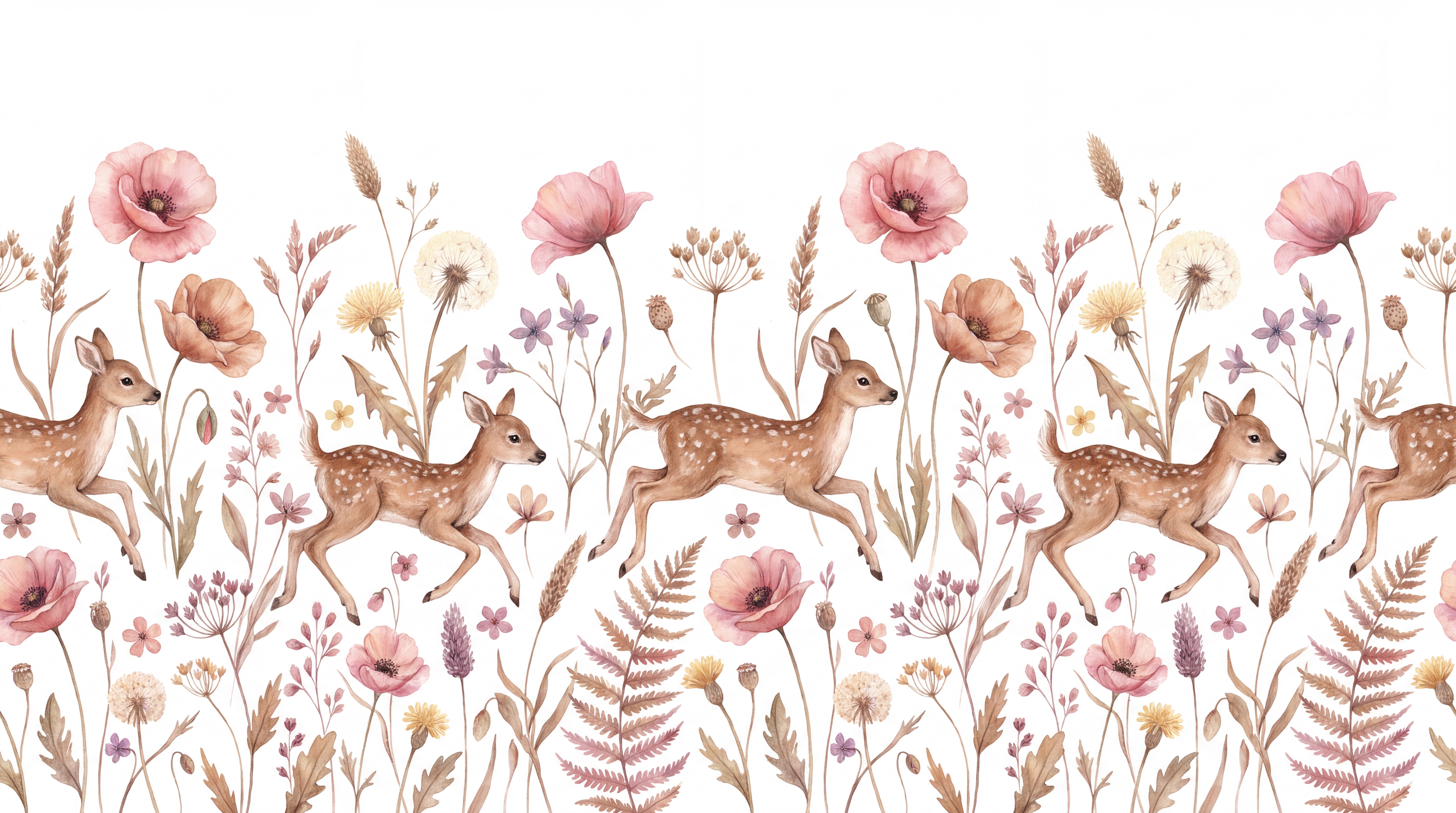 Pink Woodland Scenic Wallpaper Mural, Peel-and-stick Finish