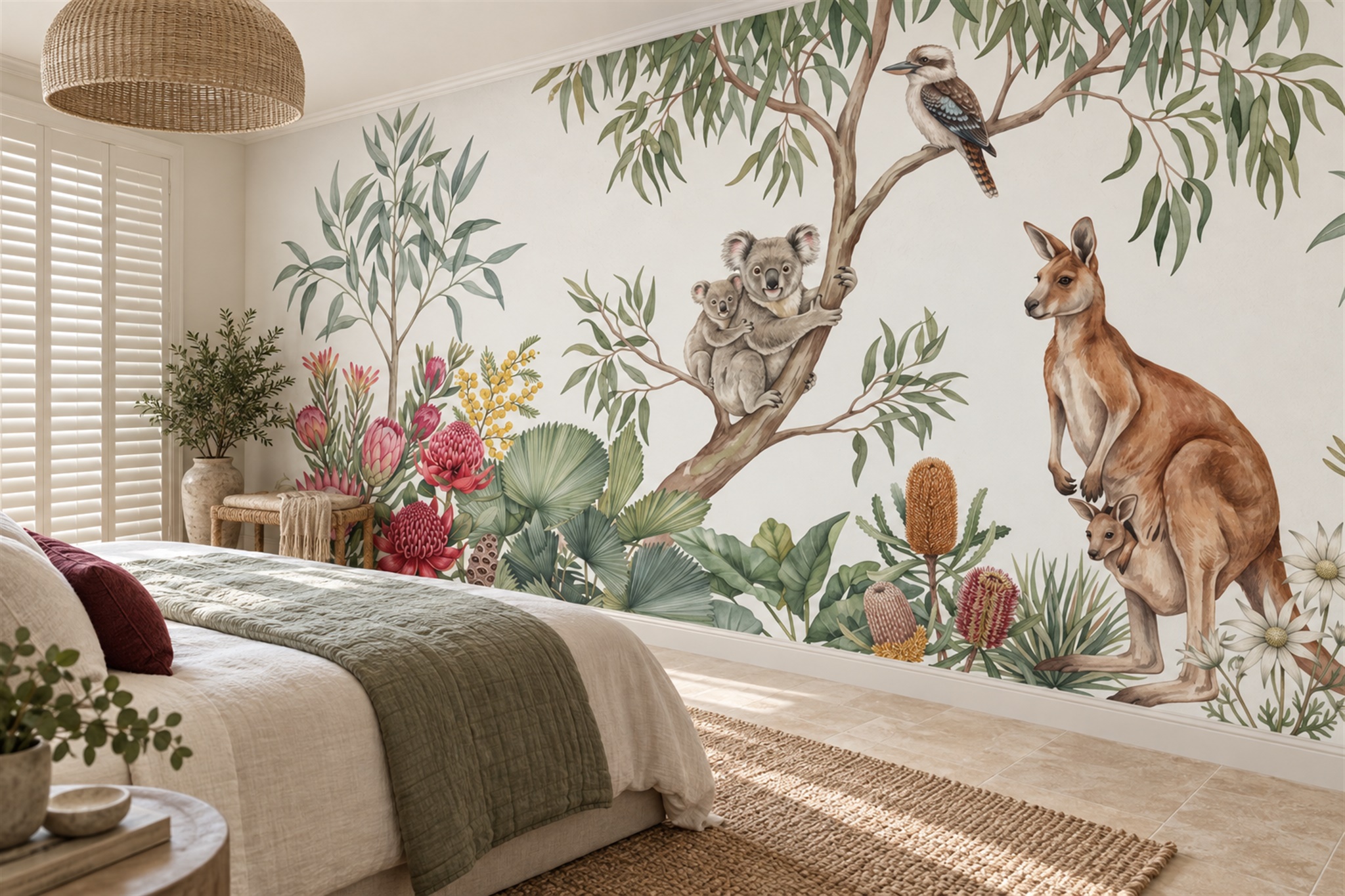 Green Pattern Decorative Wallpaper Mural Layered Graphic Wallpaper Mural Bedroom-wallpaper-murals, Peel-and-stick Finish