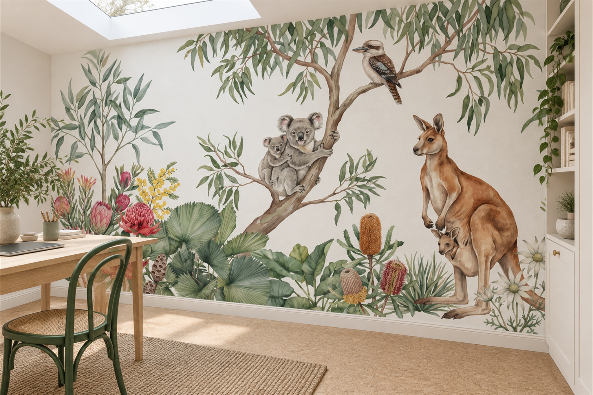 Green Pattern Decorative Wallpaper Mural Layered Graphic Wallpaper Mural Living-room-wallpaper-murals, Peel-and-stick Finish