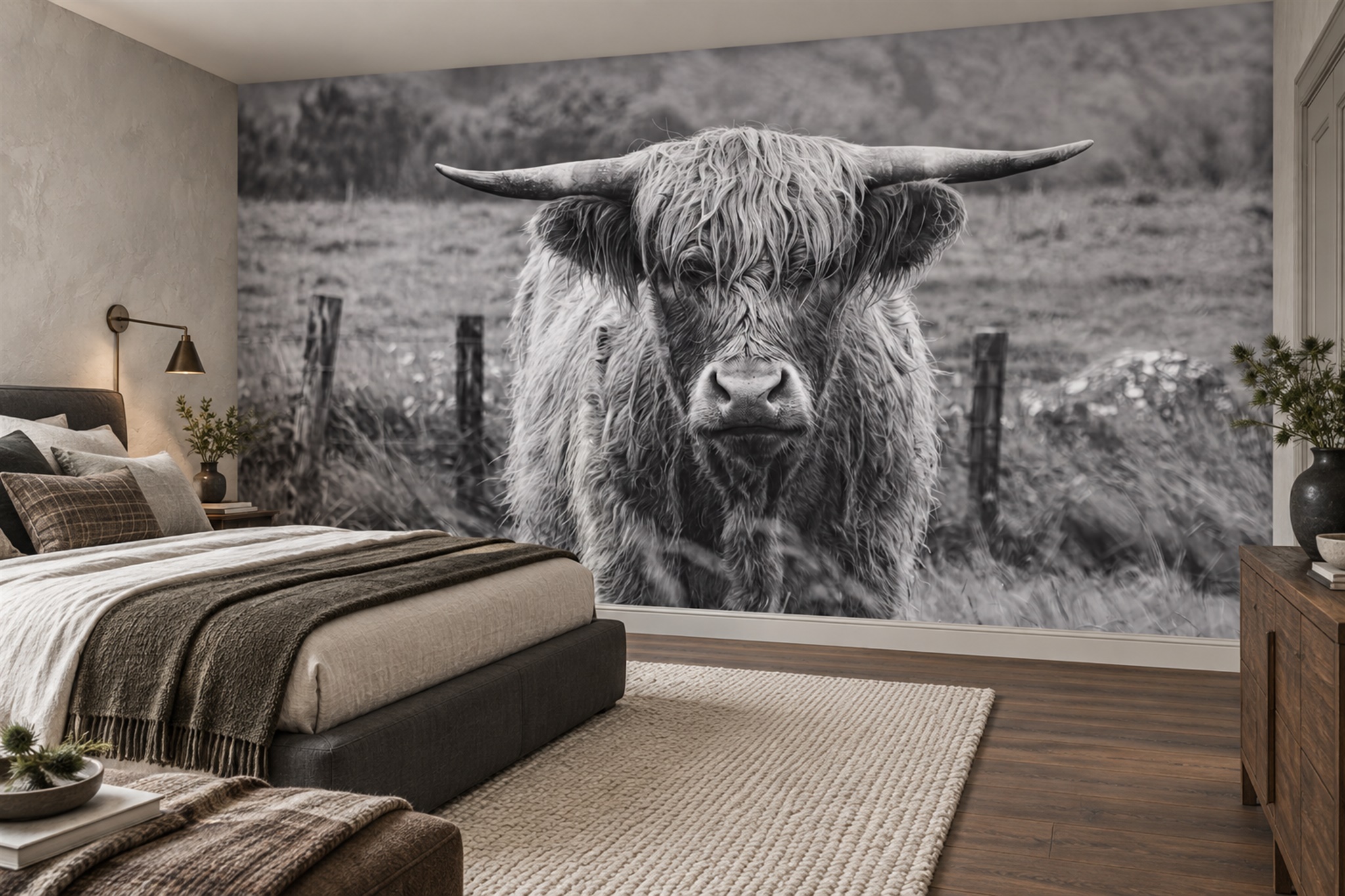 Grey Pattern Decorative Wallpaper Mural Layered Curved Wallpaper Mural Bedroom-wallpaper-murals, Peel-and-stick Finish