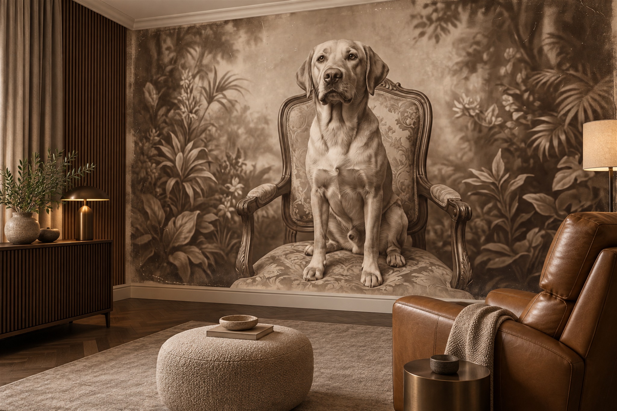 Brown Art Artful Wallpaper Mural Entryway-wallpaper-murals, Peel-and-stick Finish