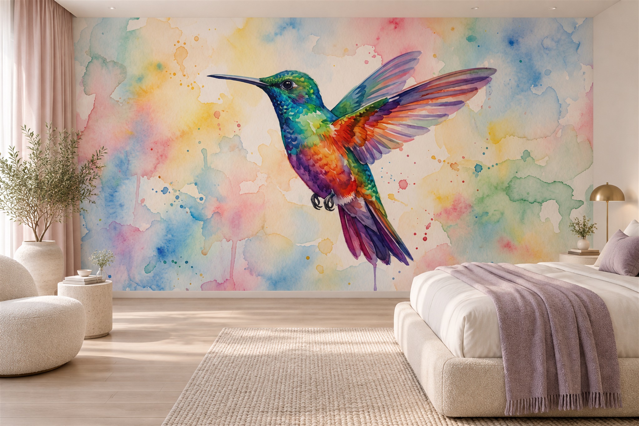 Blue Pattern Decorative Wallpaper Mural Atmospheric Wallpaper Mural Bedroom-wallpaper-murals, Peel-and-stick Finish