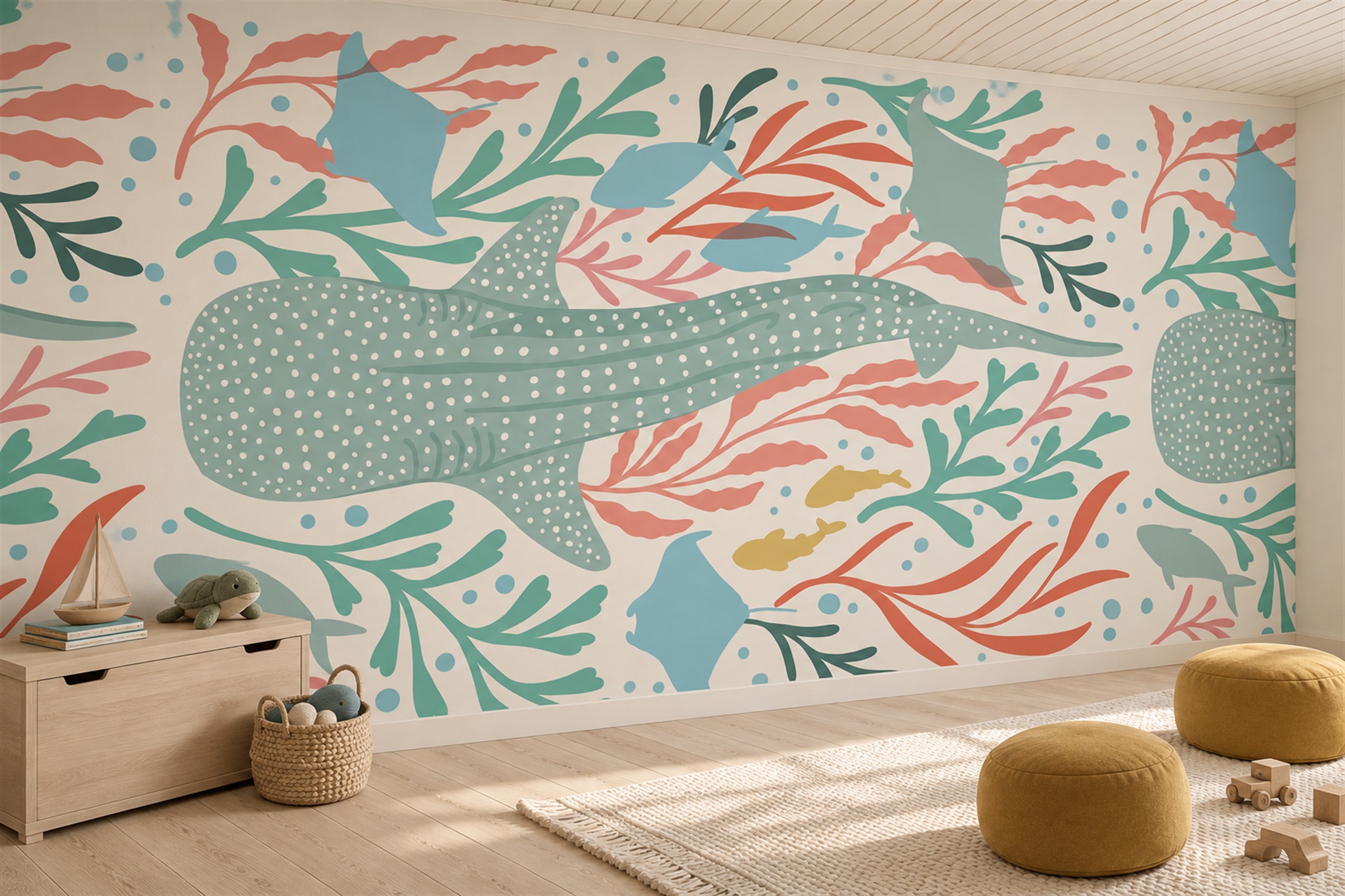Mint Pattern Decorative Abstract Wallpaper Mural Accent-wall-wallpaper-murals, Peel-and-stick Finish
