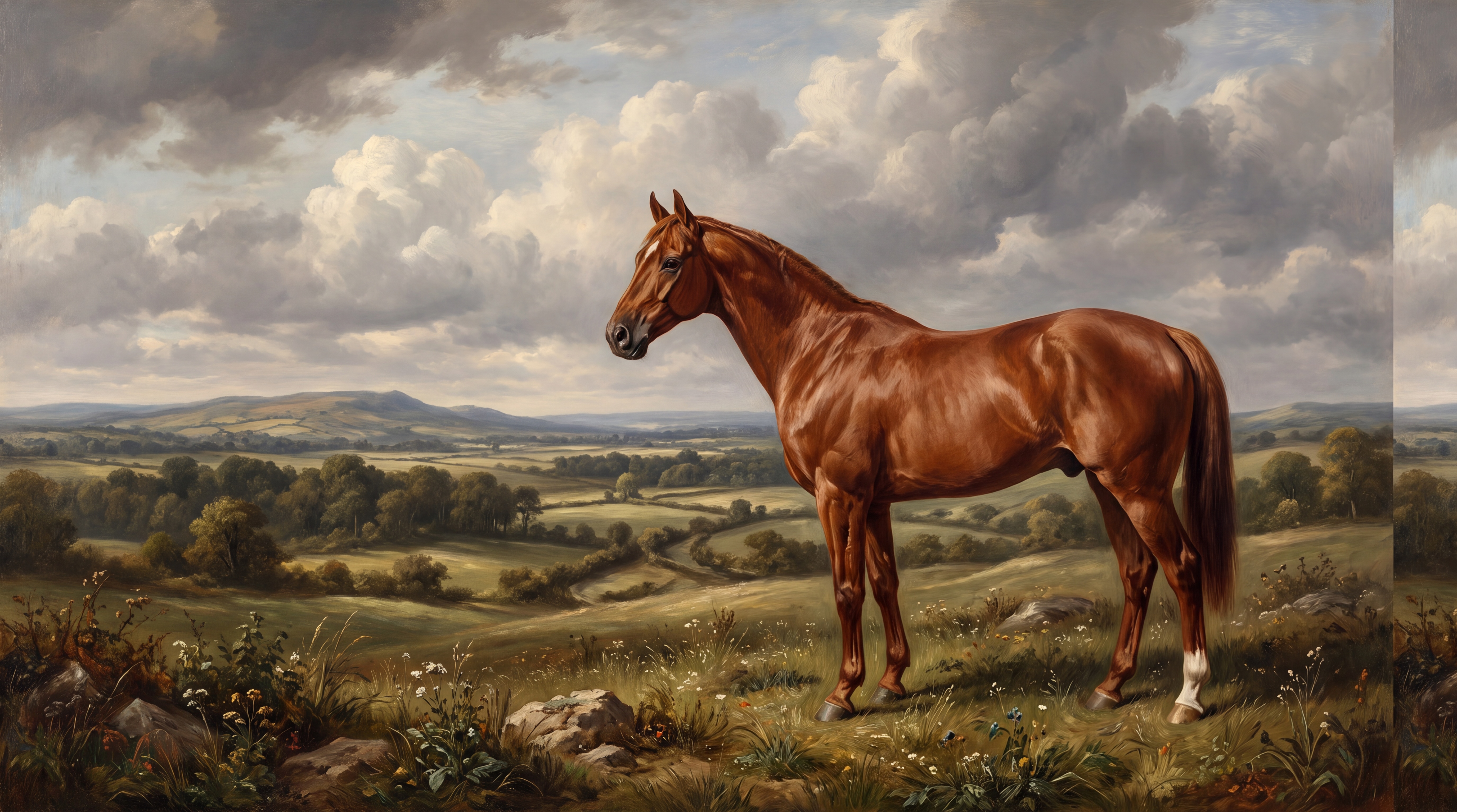Brown Horse Wallpaper Mural, Peel-and-stick Finish