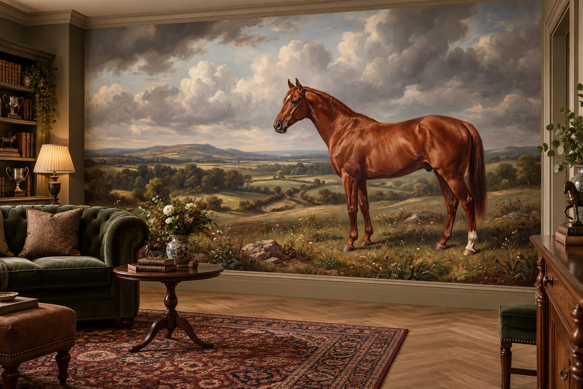 Brown Horse Wallpaper Mural, Peel-and-stick Finish