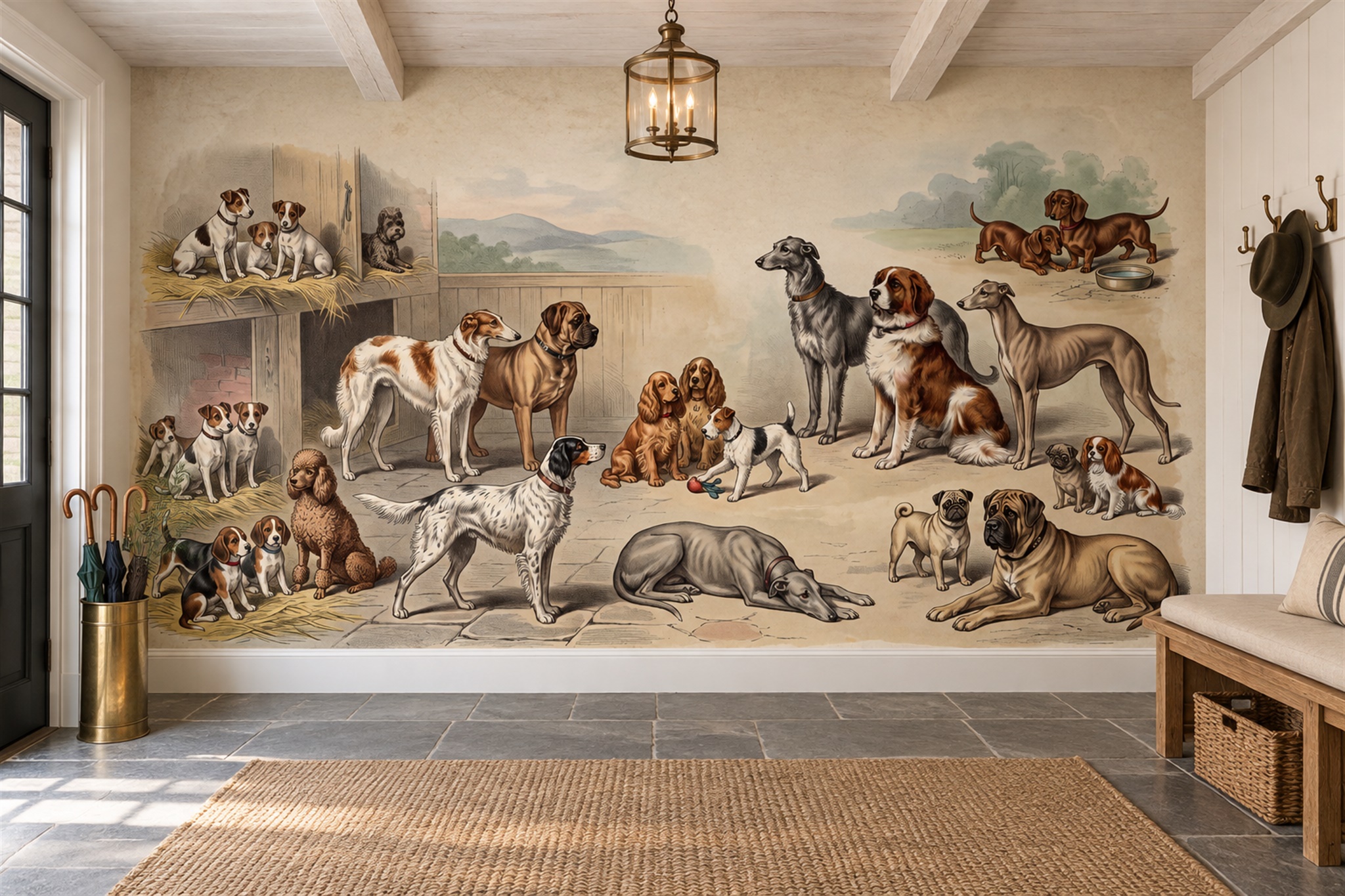 Beige Pattern Decorative Wallpaper Mural Layered Textured Wallpaper Entryway-wallpaper-murals, Peel-and-stick Finish