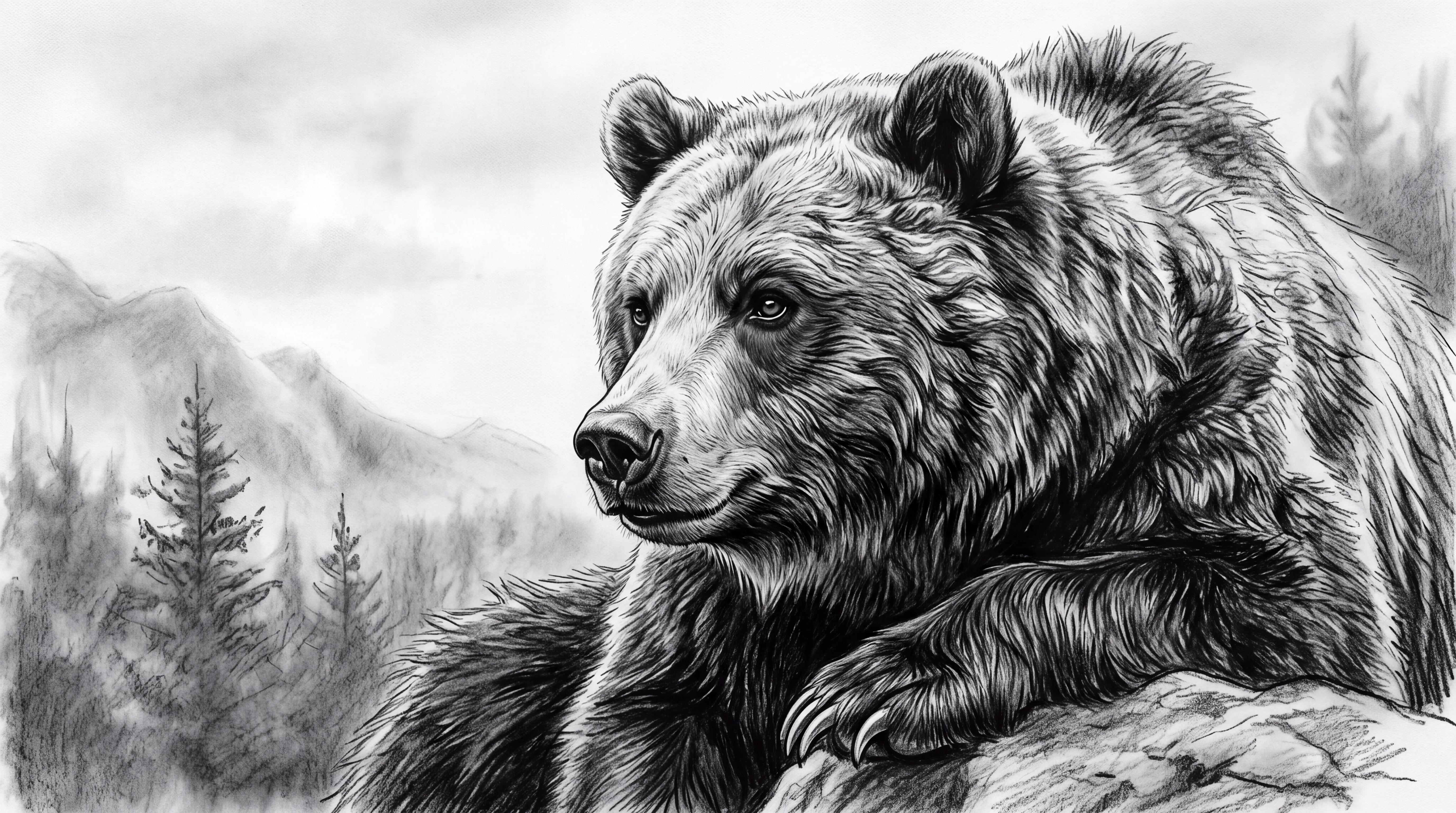 Grey Bear Wallpaper Mural, Peel-and-stick Finish