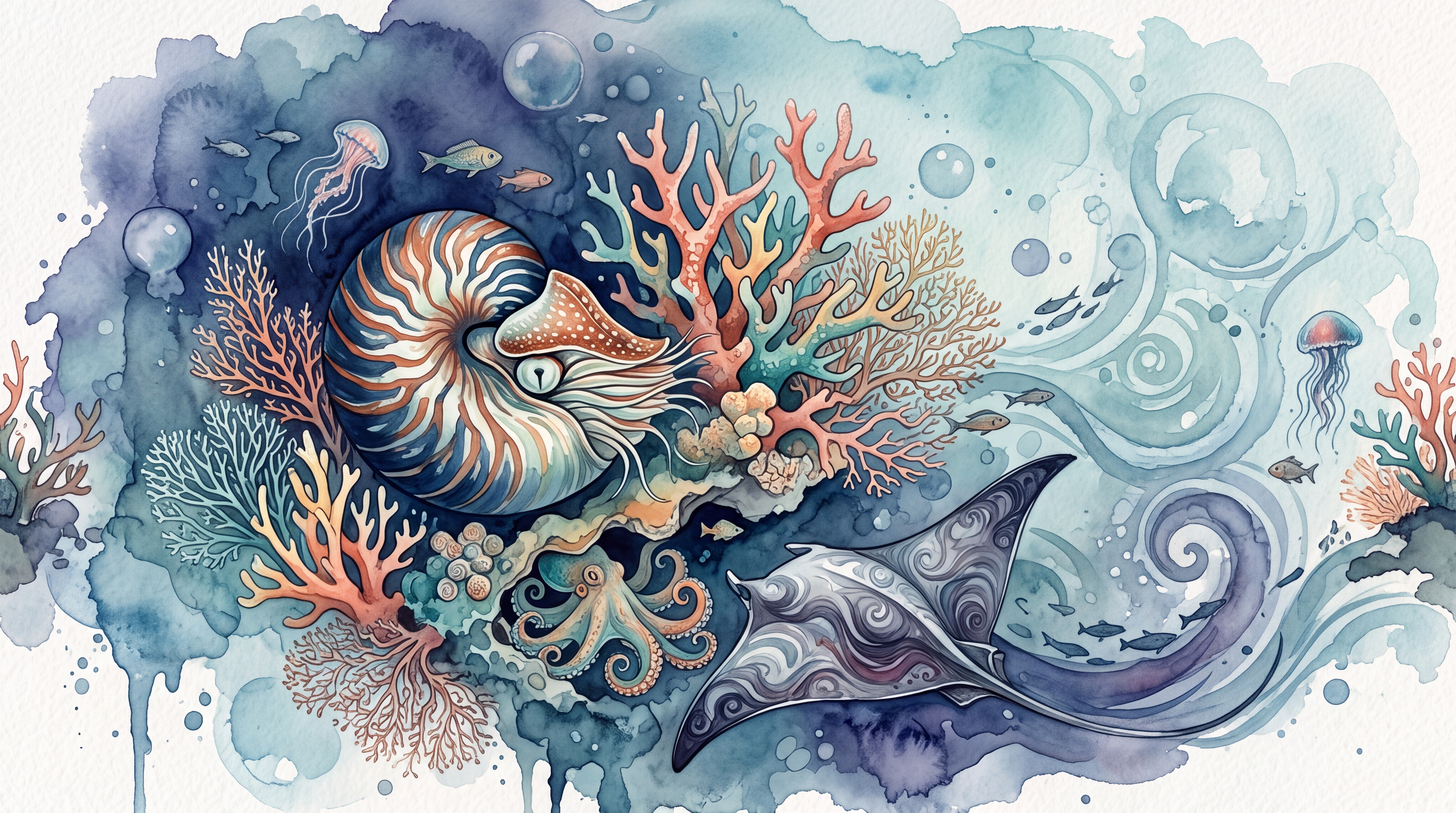 Blue Reef Scenic Ocean Wallpaper Mural, Peel-and-stick Finish