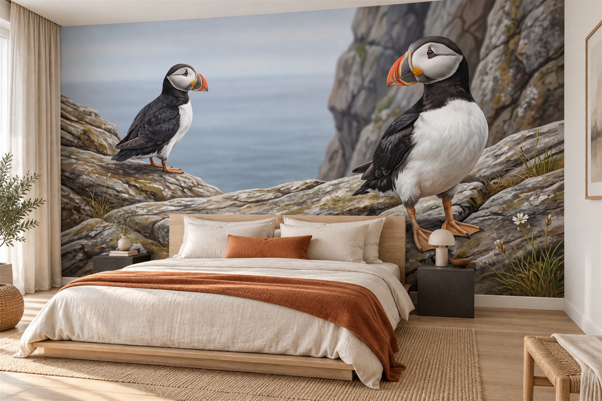 Grey Pattern Decorative Wallpaper Mural Layered Hand Painted Wallpaper Bedroom-wallpaper-murals, Peel-and-stick Finish