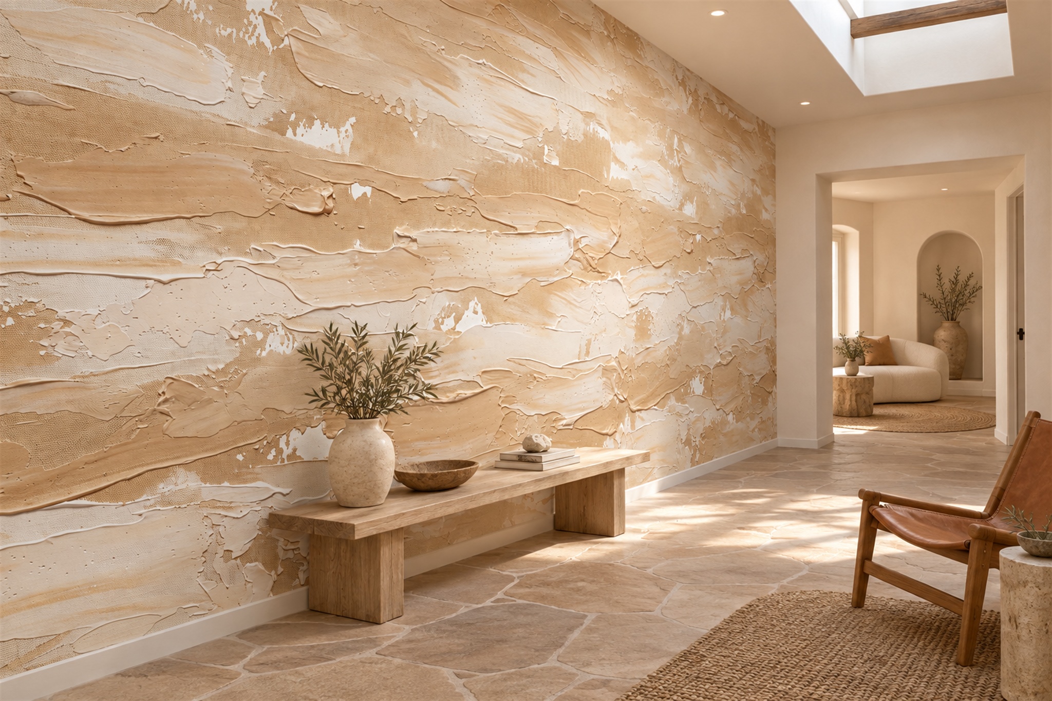 Neutral Pattern Decorative Textured Wallpaper Mural Living-room-wallpaper-murals, Peel-and-stick Finish