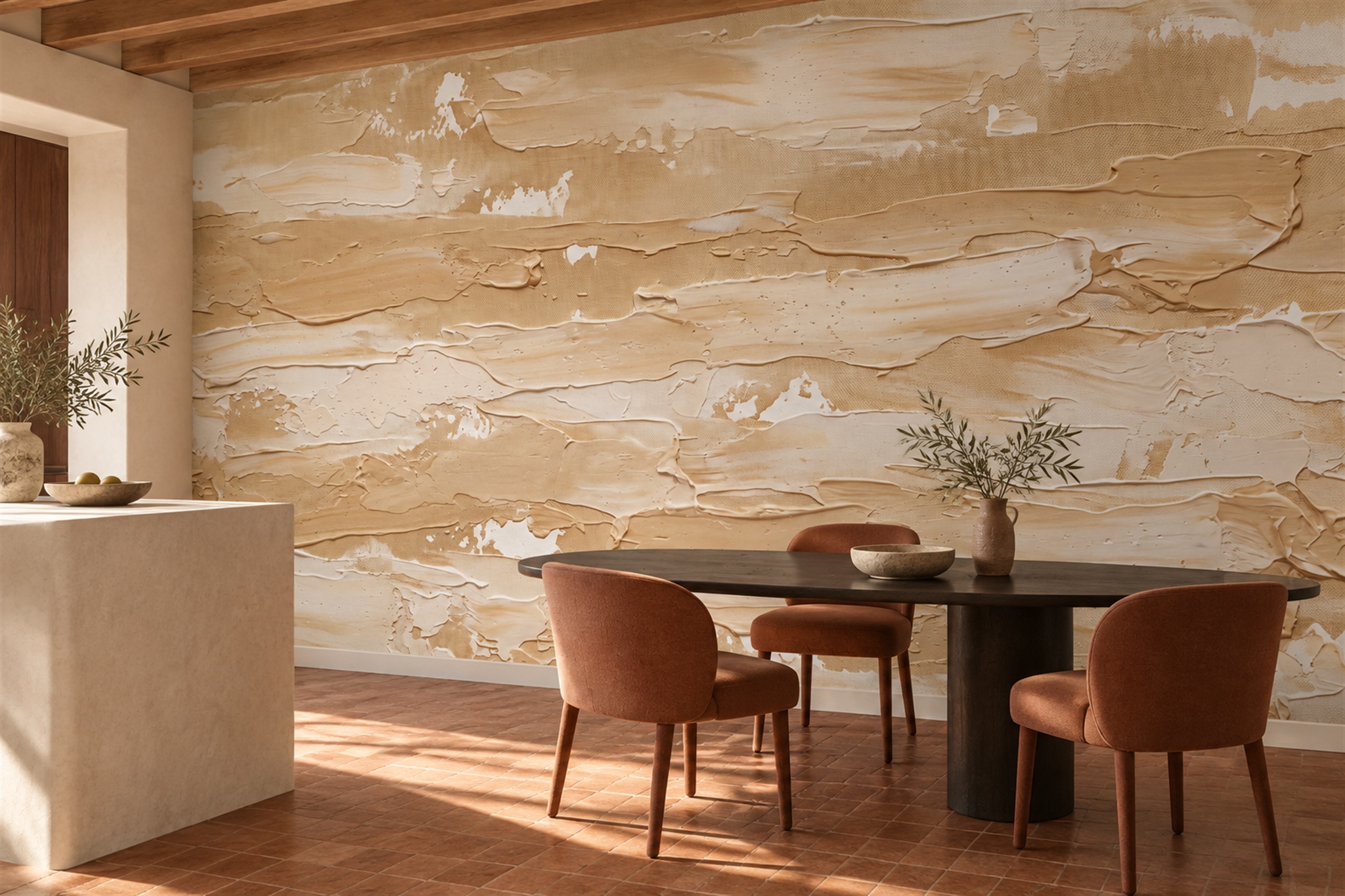 Neutral Pattern Decorative Textured Wallpaper Mural Living-room-wallpaper-murals, Peel-and-stick Finish