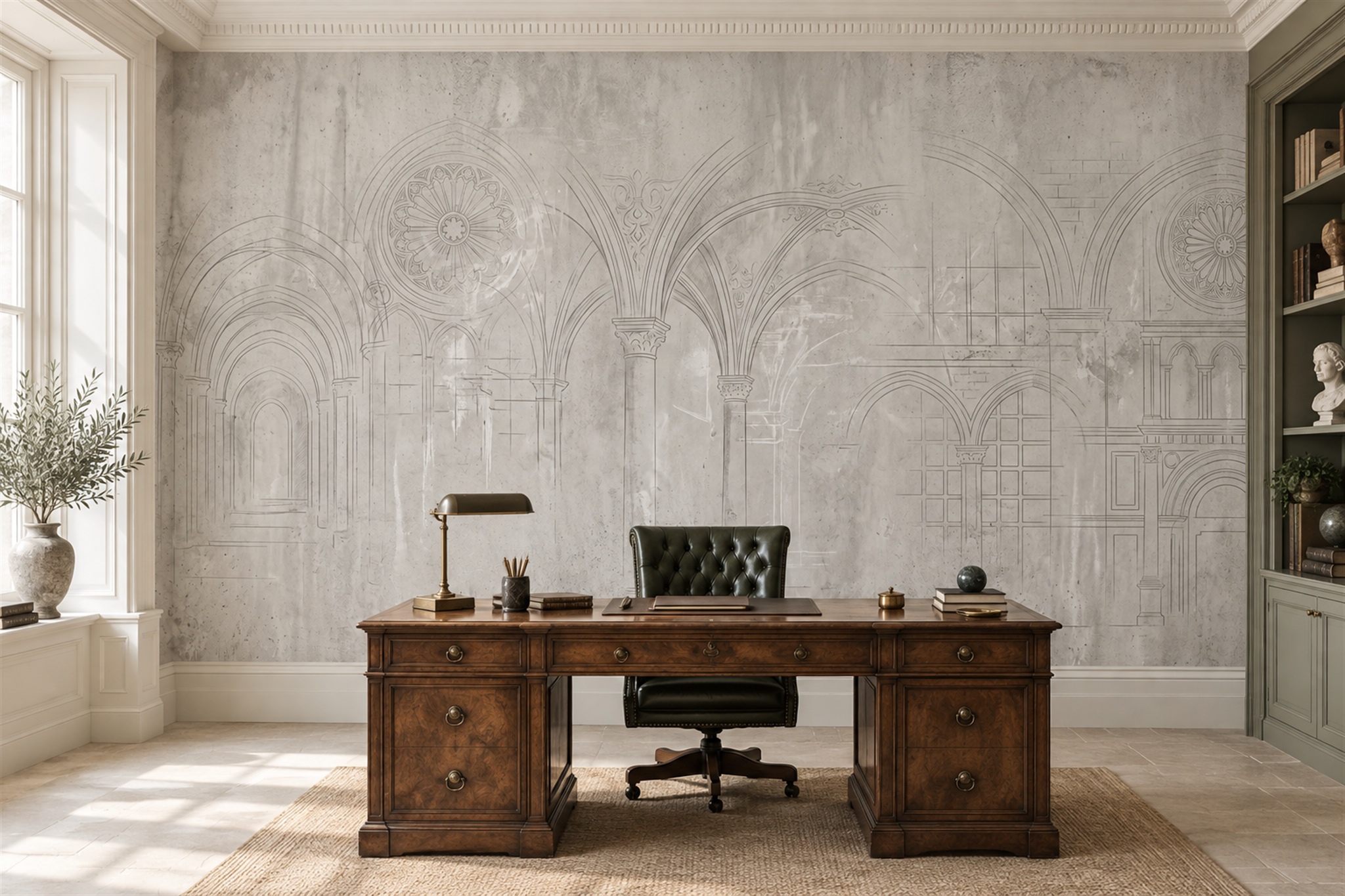 Grey Arched Abstract Decorative Wallpaper Mural Bedroom-wallpaper-murals, Peel-and-stick Finish