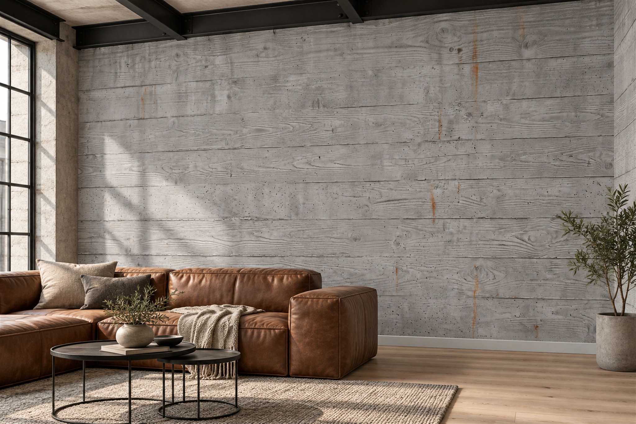 Grey Formwork Concrete Wall Texture Wallpaper Mural — Wallpaper Mural Design, Peel-and-stick Finish
