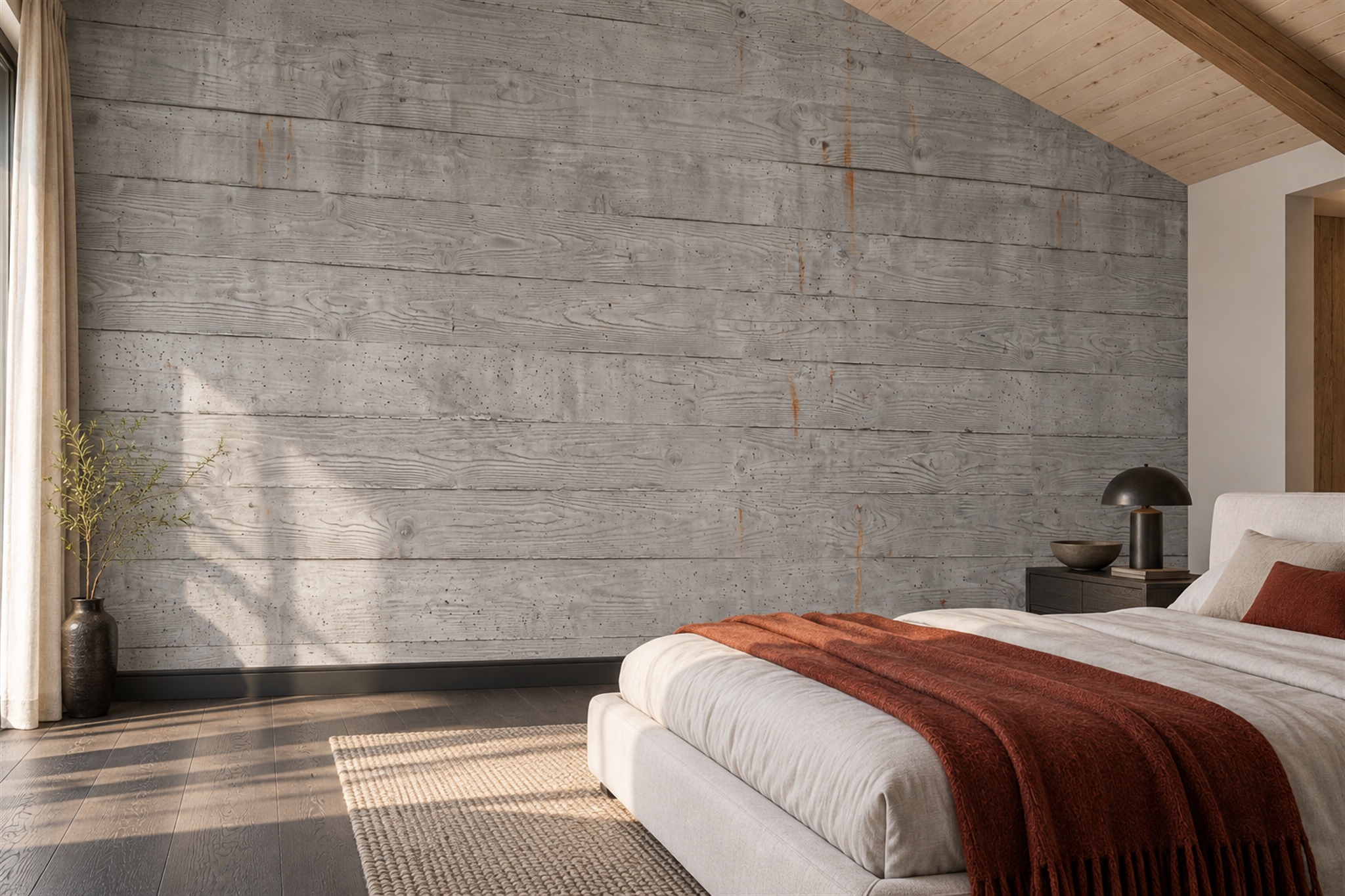 Grey Concrete Decorative Layered Wallpaper Mural Bedroom-wallpaper-murals, Peel-and-stick Finish