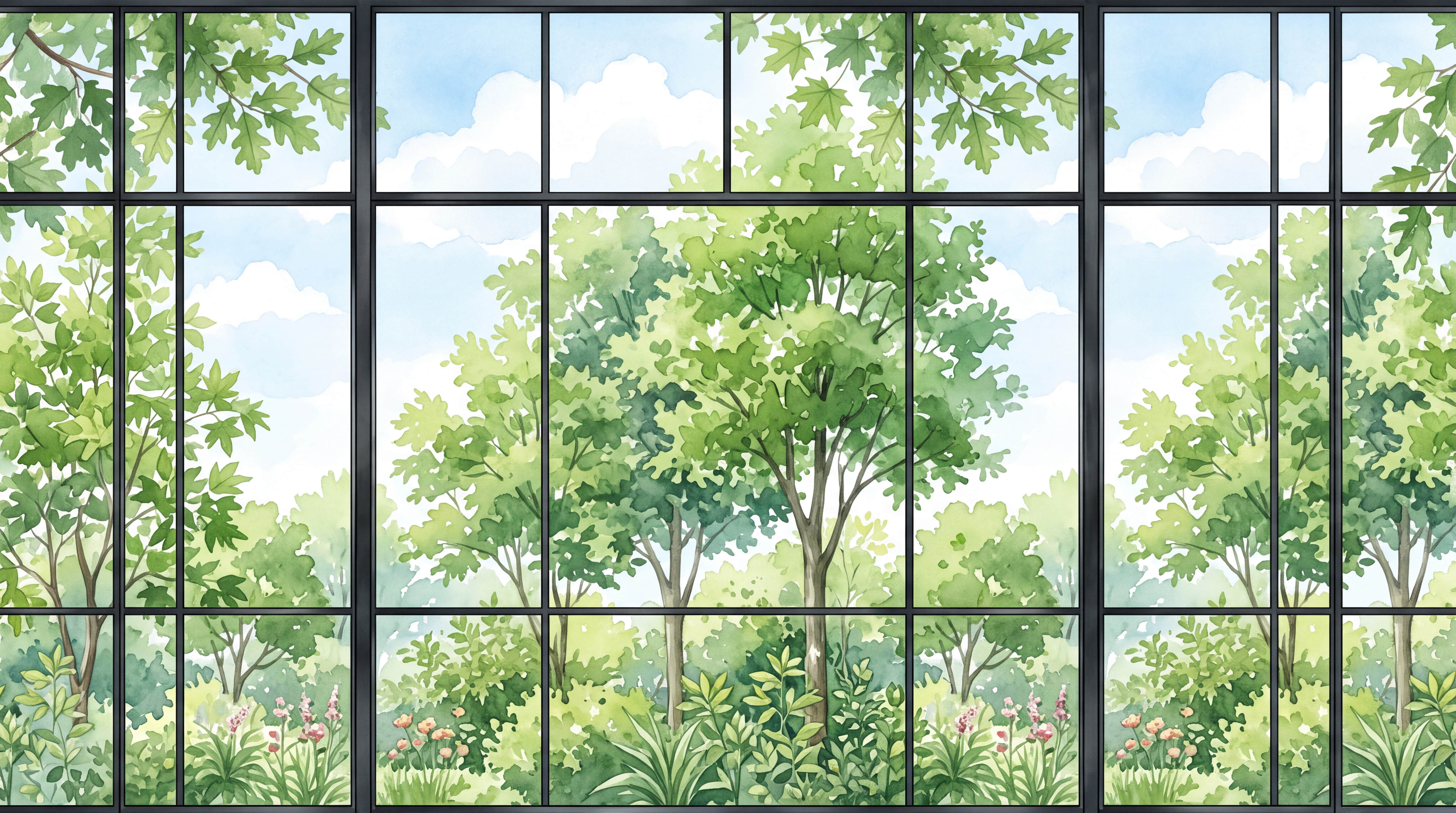 Green Garden Scenic Layered Wallpaper Mural, Peel-and-stick Finish