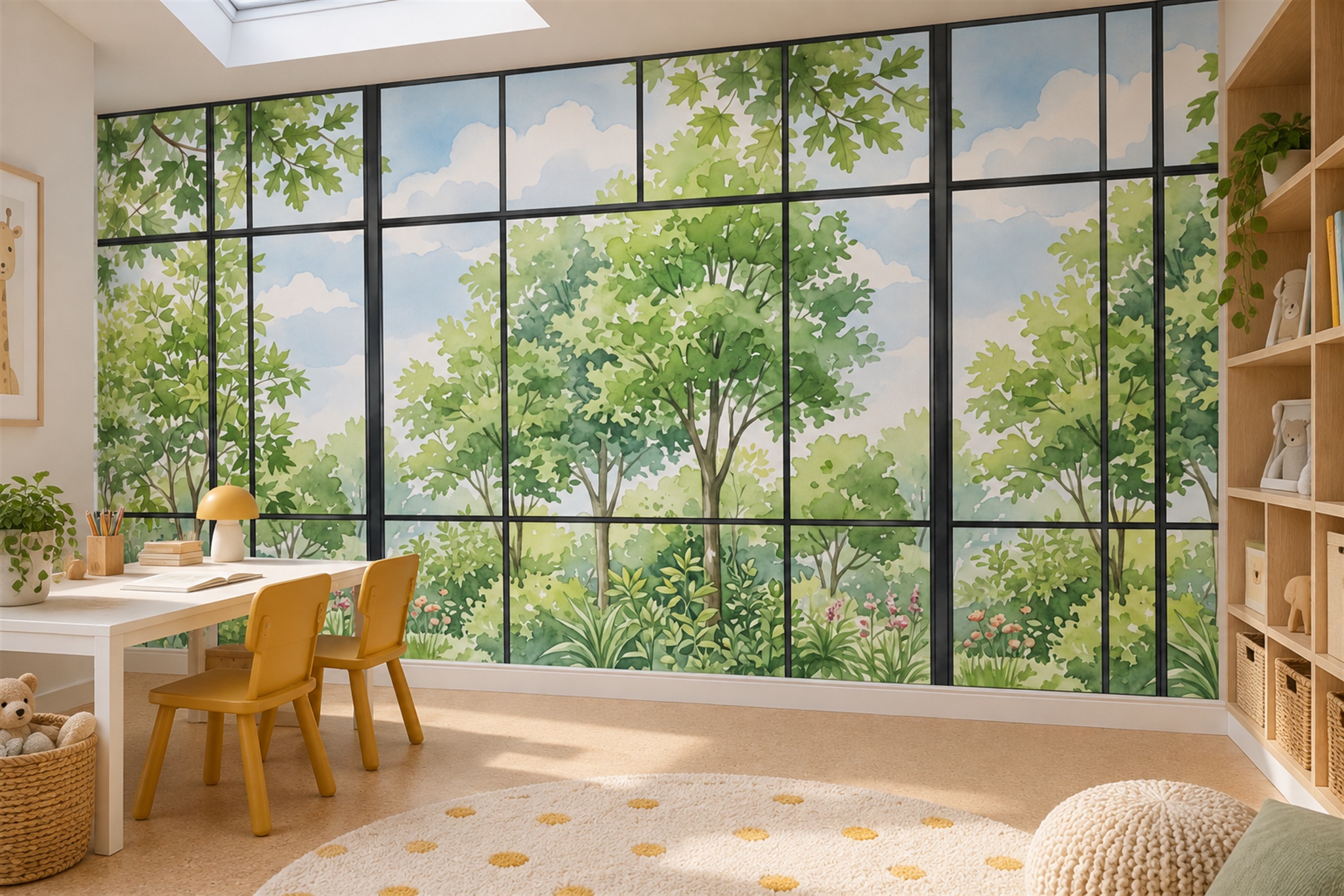 Green Garden Scenic Layered Wallpaper Mural Living-room-wallpaper-murals, Peel-and-stick Finish