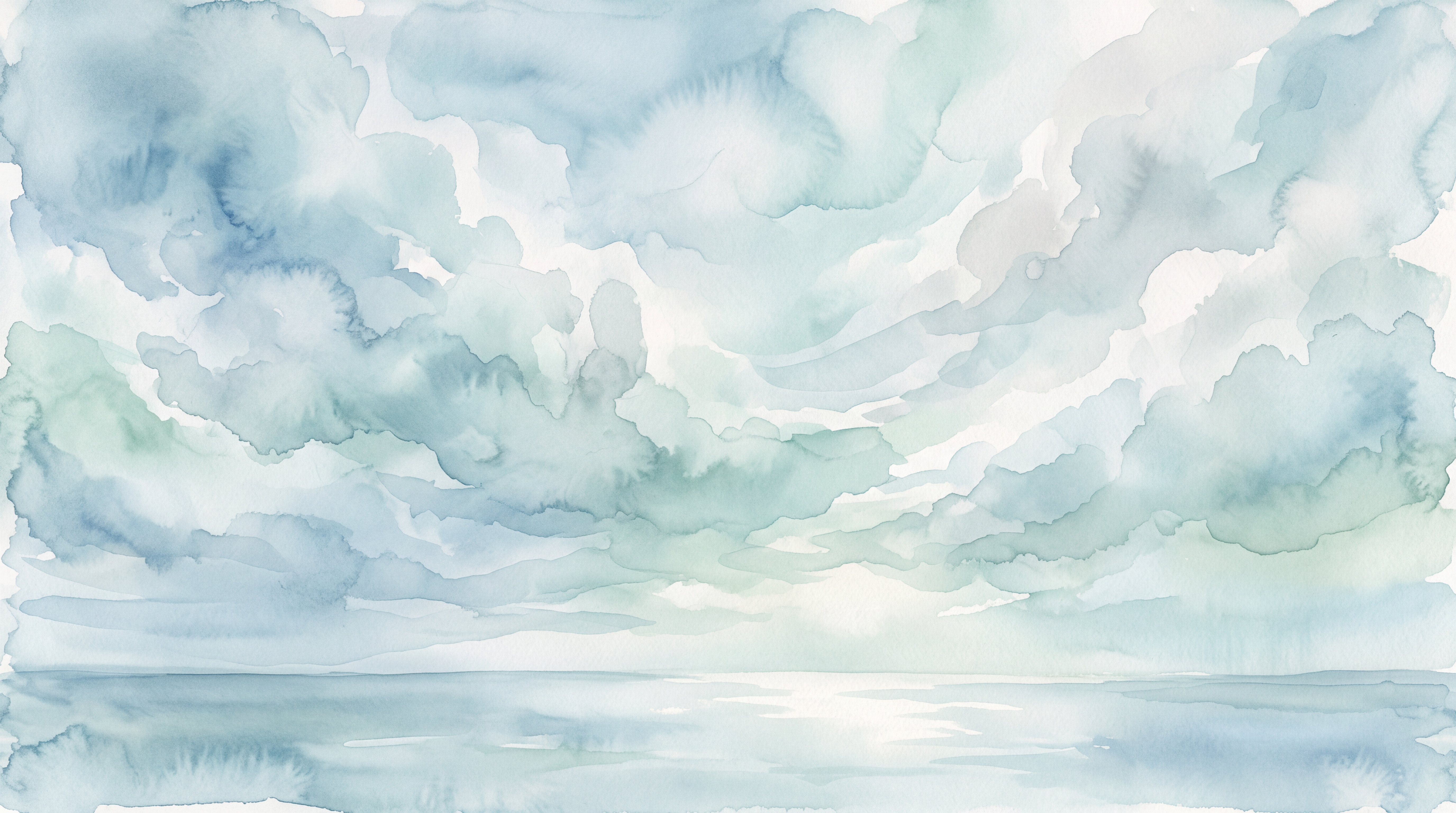 Aqua Clouds Artful Wallpaper Mural, Peel-and-stick Finish
