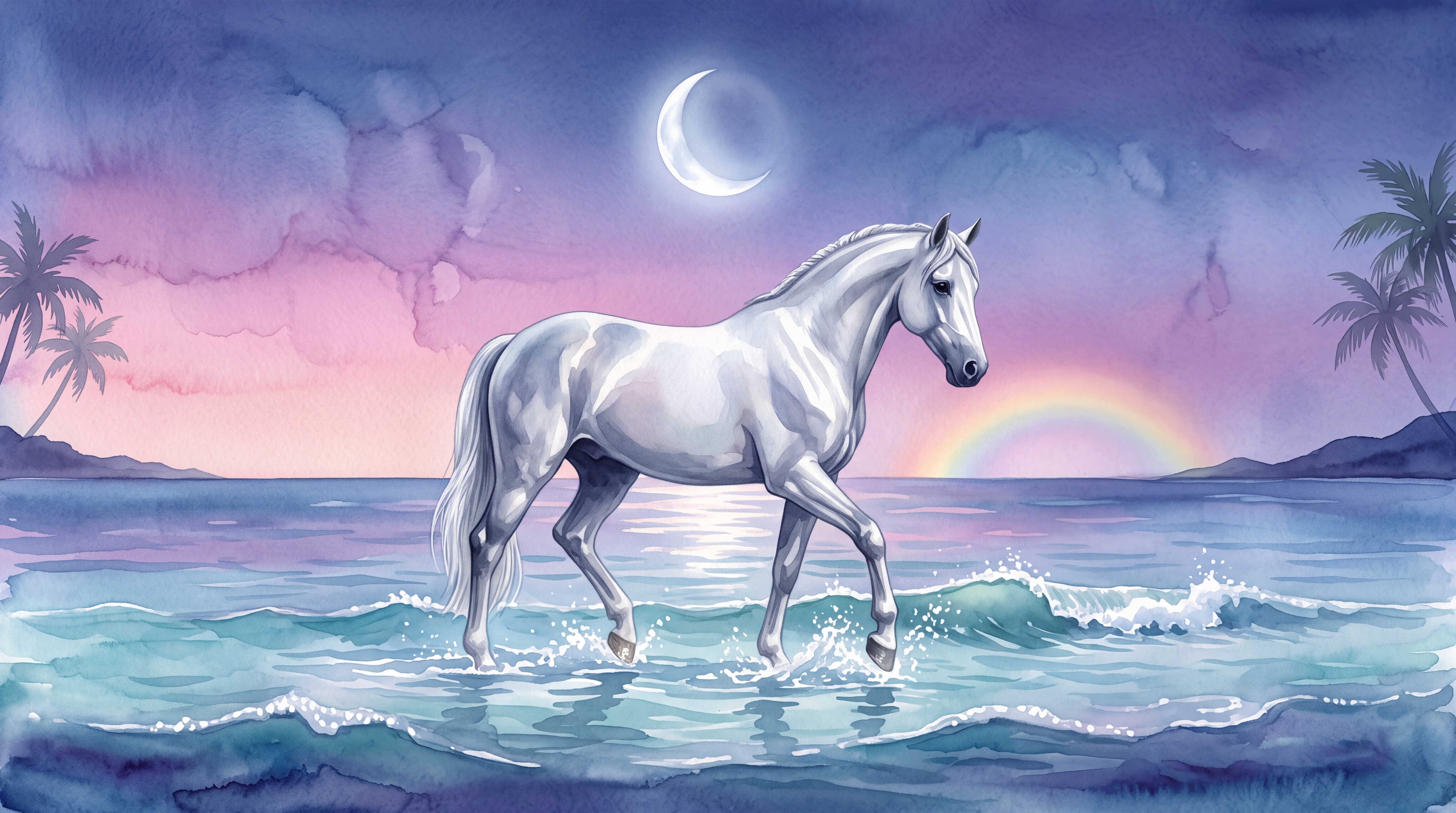 Purple Horse Wallpaper Mural, Peel-and-stick Finish