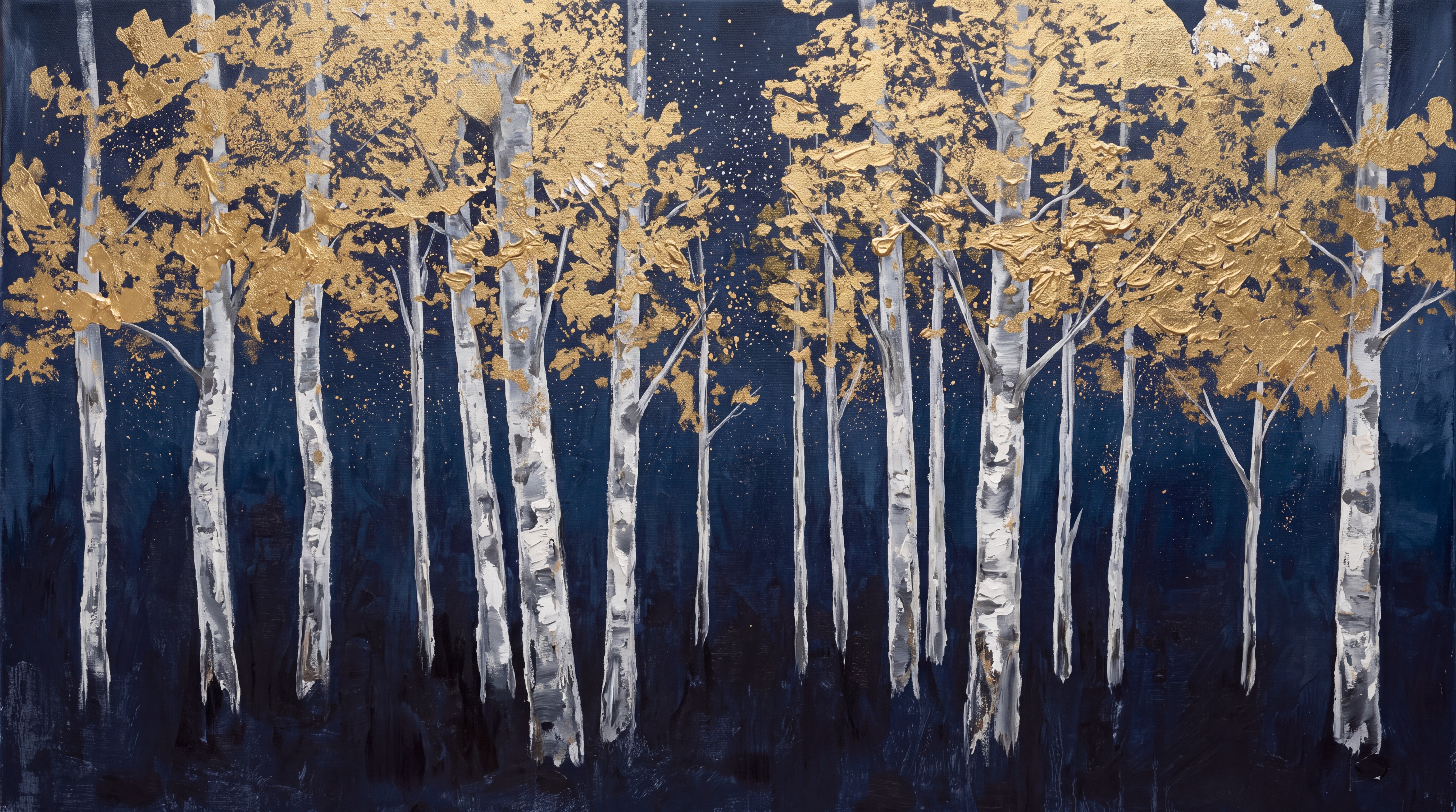 Gold Birch Scenic Decorative Wallpaper Mural Bedroom-wallpaper-murals, Peel-and-stick Finish