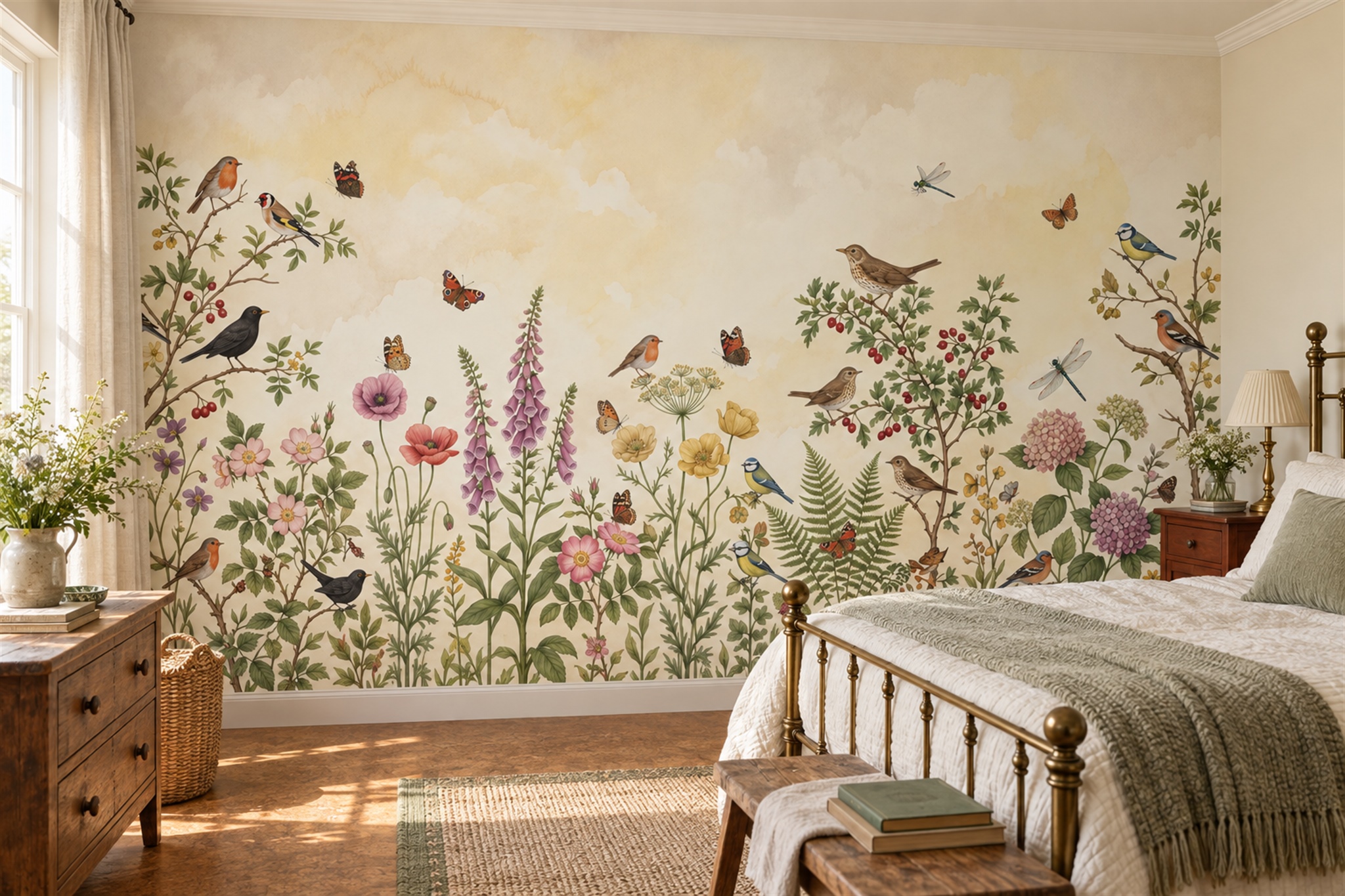 Yellow Meadow Scenic Wallpaper Mural Kitchen-wallpaper-murals, Peel-and-stick Finish