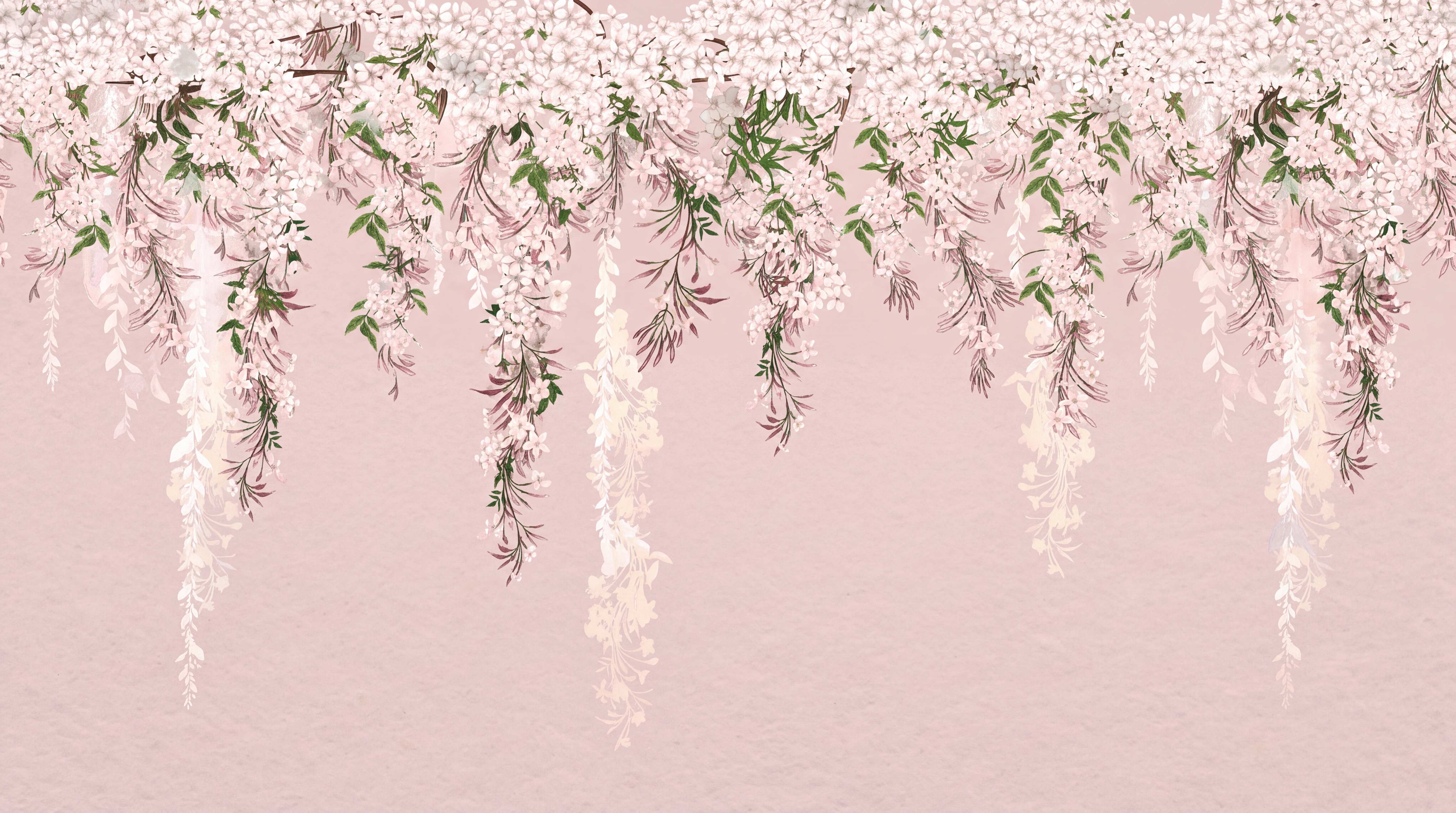 Pink Pattern Decorative Wallpaper Mural Layered Curved Wallpaper Mural, Peel-and-stick Finish