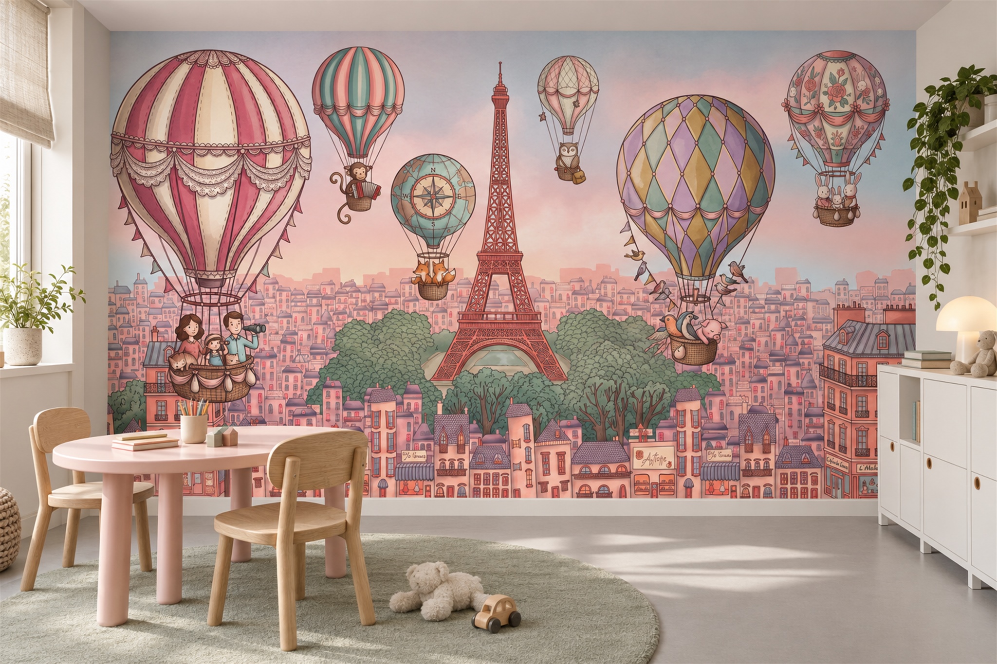 Pink Pattern Decorative Wallpaper Mural Layered Graphic Wallpaper Mural Accent-wall-wallpaper-murals, Peel-and-stick Finish