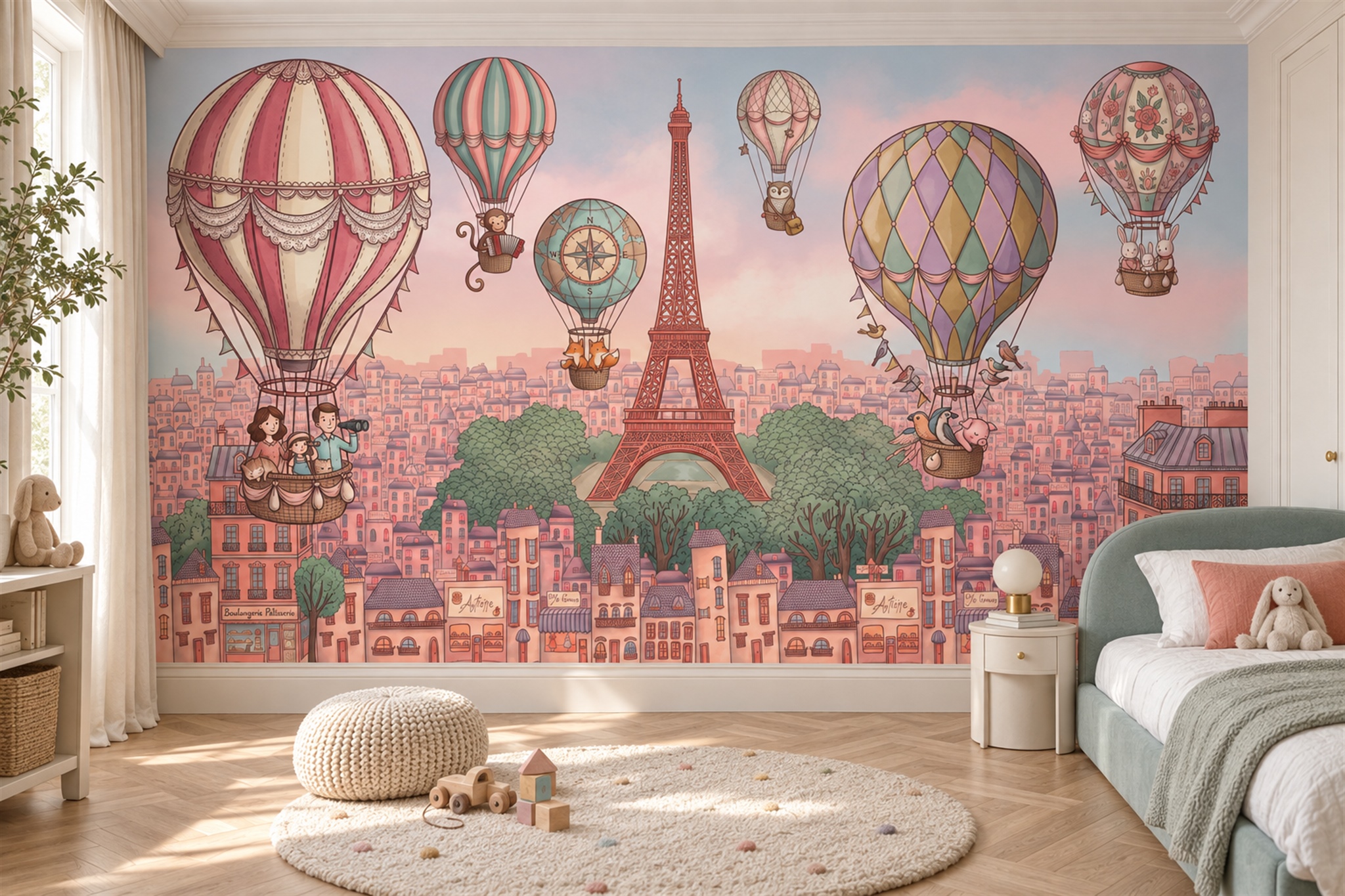 Pink Pattern Decorative Wallpaper Mural Layered Graphic Wallpaper Mural Accent-wall-wallpaper-murals, Peel-and-stick Finish