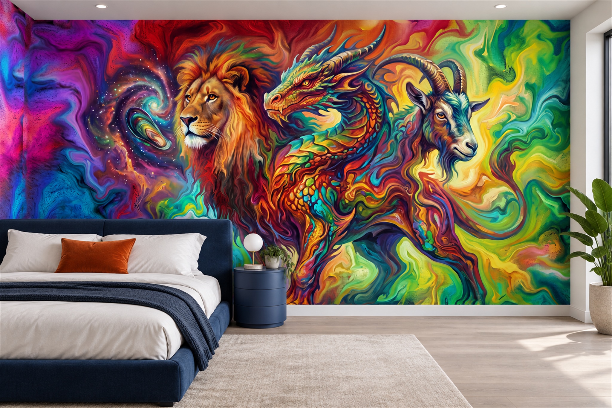 Orange Pattern Decorative Abstract Wallpaper Mural Bedroom-wallpaper-murals, Peel-and-stick Finish