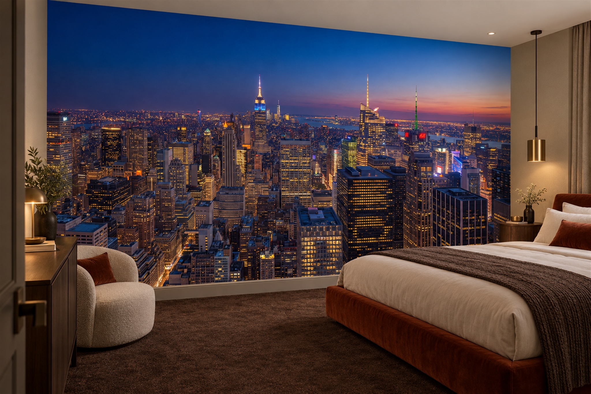 Blue Pattern Decorative Wallpaper Mural Hand Painted Wallpaper Mural Bedroom-wallpaper-murals, Peel-and-stick Finish