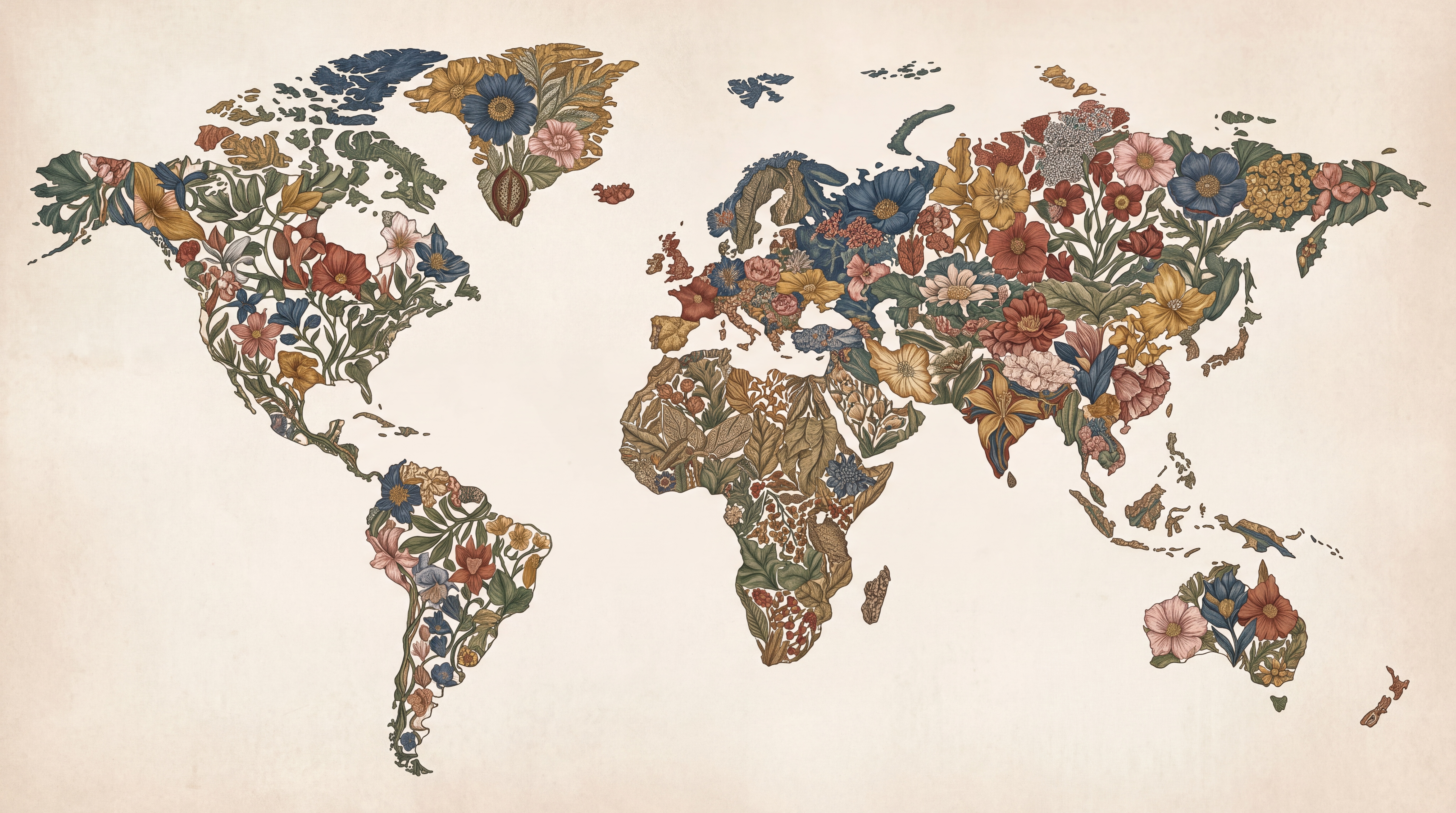 Beige Map Artful Wallpaper Mural, Peel-and-stick Finish