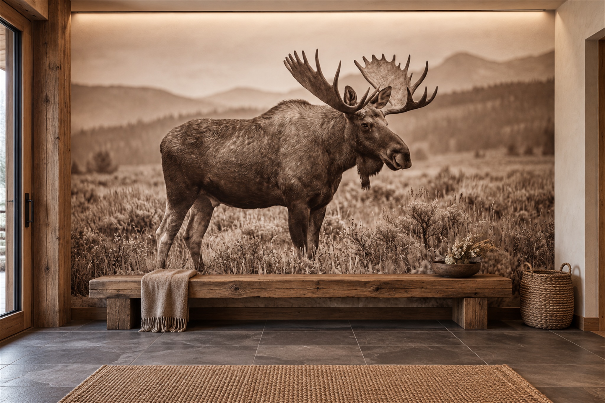 Brown Pattern Decorative Textured Wallpaper Mural Entryway-wallpaper-murals, Peel-and-stick Finish