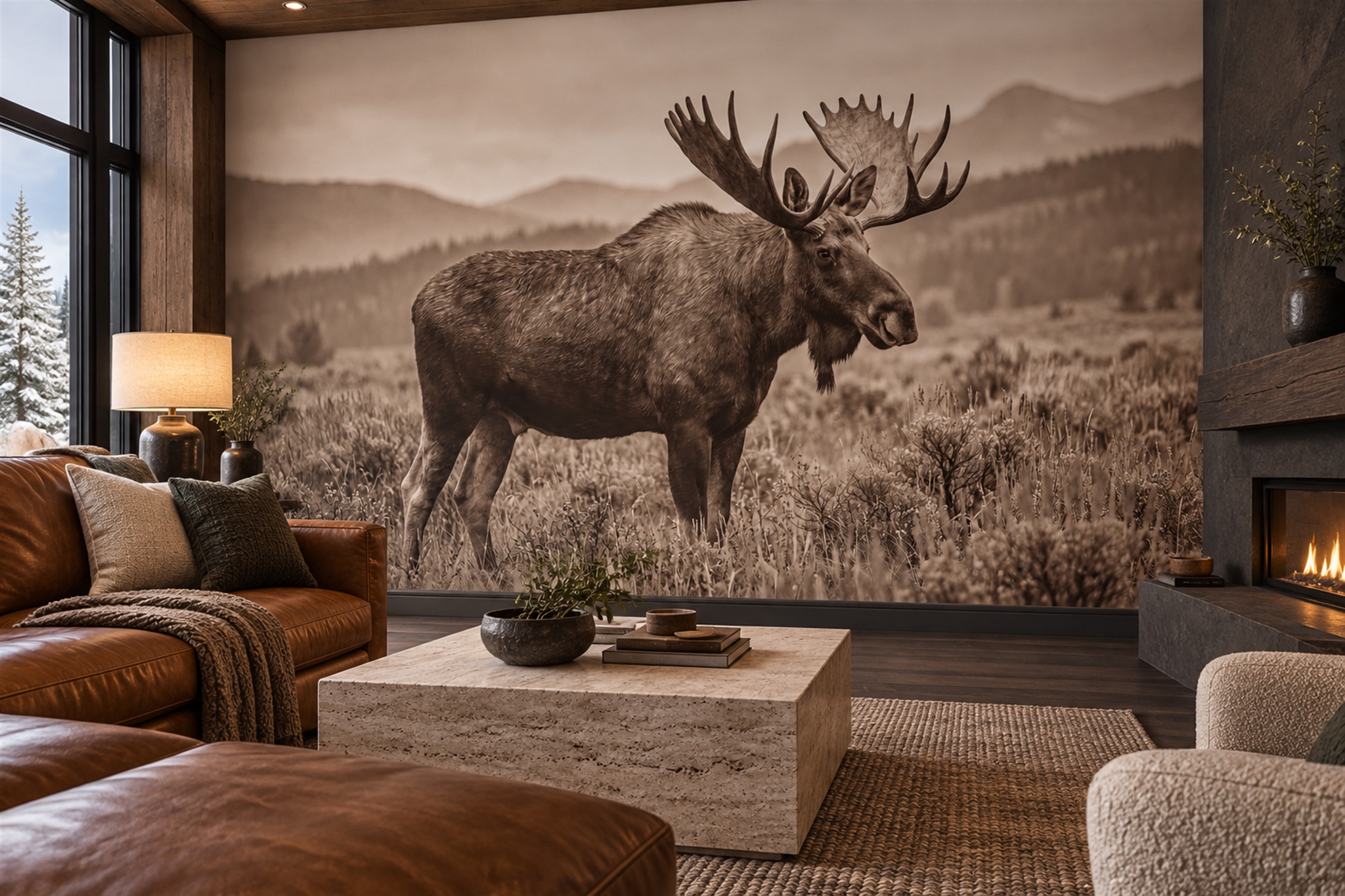 Brown Pattern Decorative Textured Wallpaper Mural Home-office-wallpaper-murals, Peel-and-stick Finish