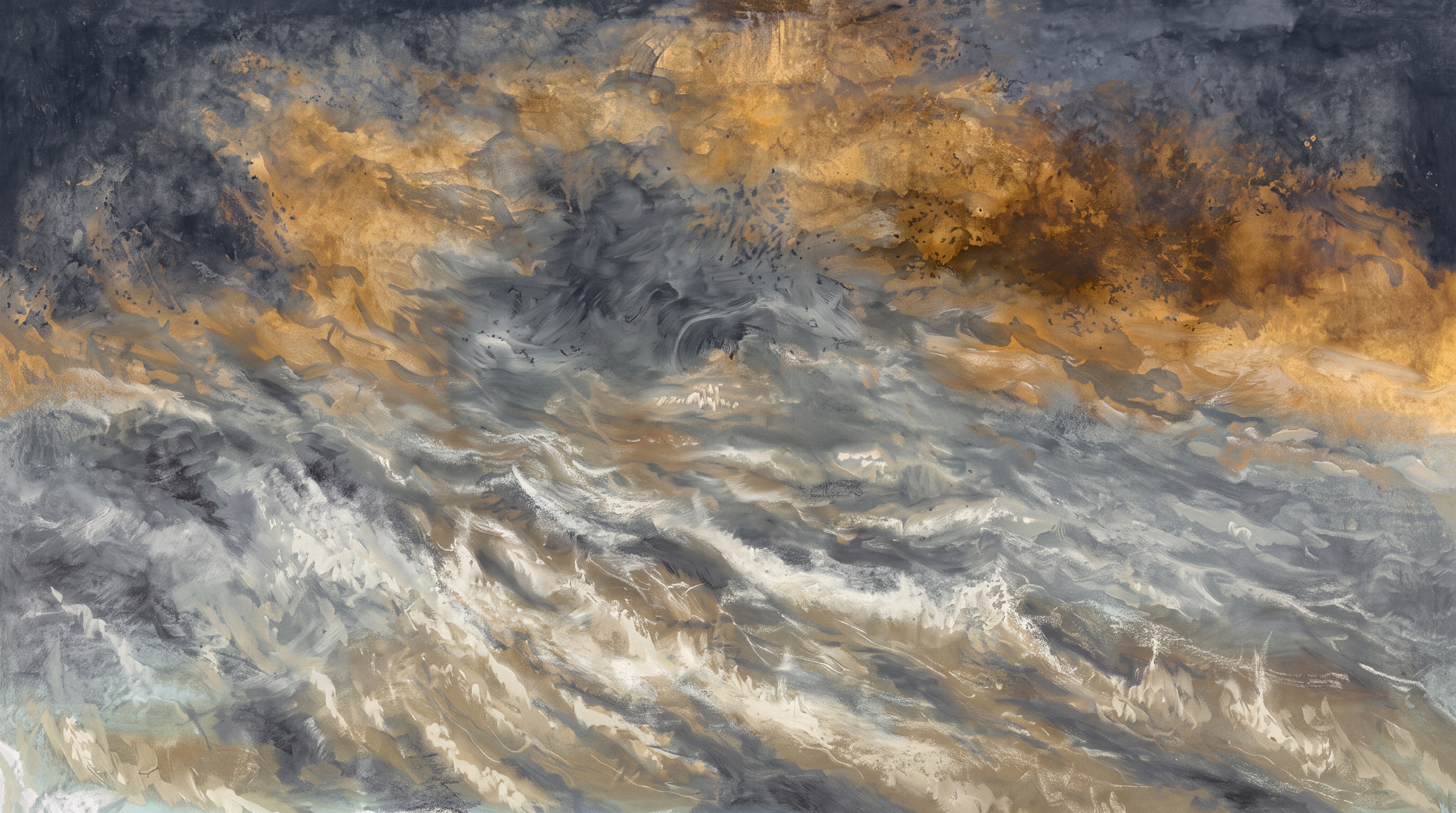 Gold Clouds Artful Wallpaper Mural, Peel-and-stick Finish