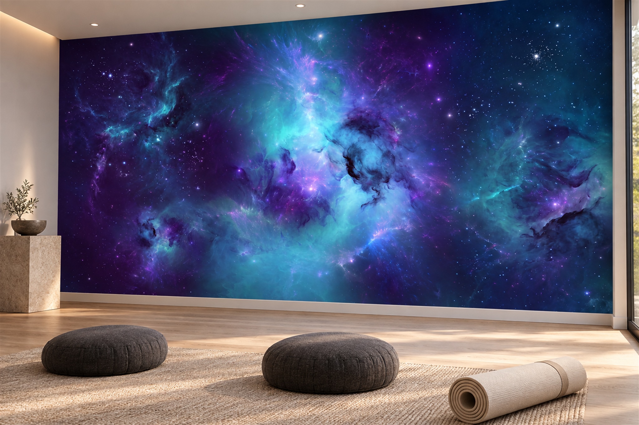 Purple Pattern Decorative Organic Wallpaper Mural Accent-wall-wallpaper-murals, Peel-and-stick Finish