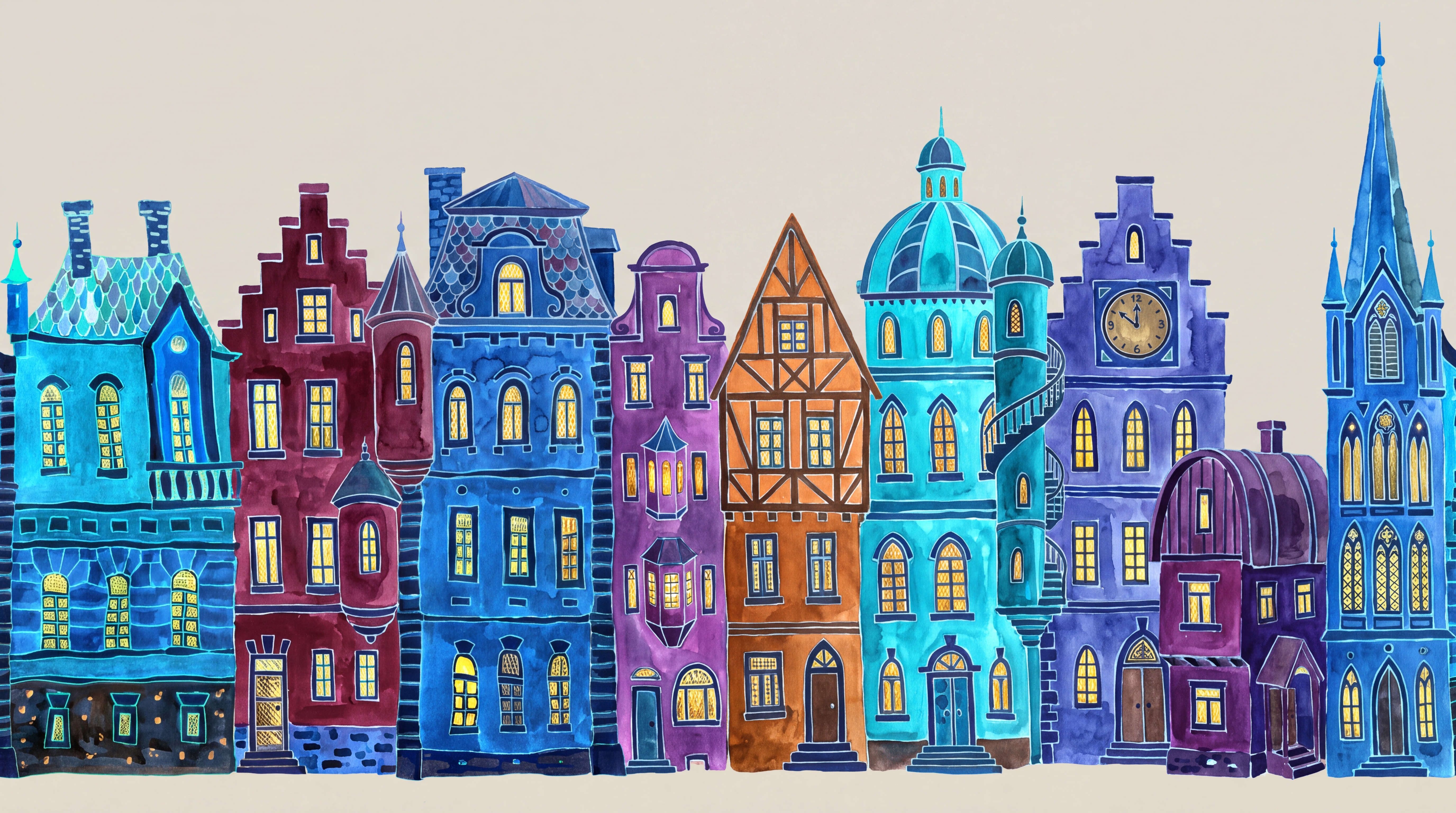 Blue Pattern Decorative Wallpaper Mural Layered Gentle Wallpaper Mural, Peel-and-stick Finish