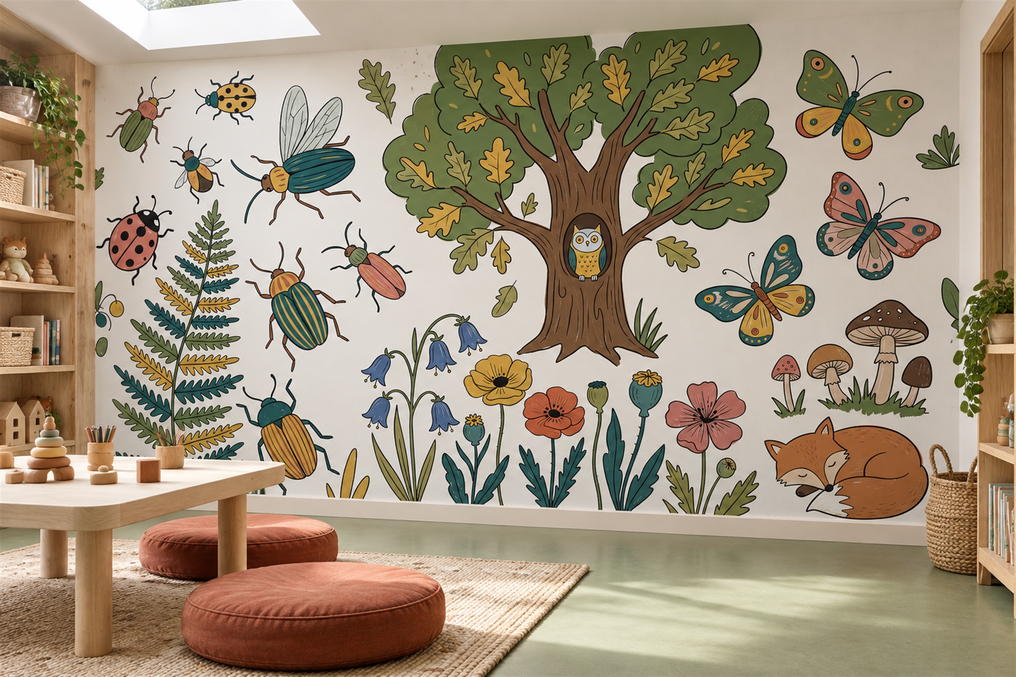 Green Woodland Scenic Layered Wallpaper Mural Accent-wall-wallpaper-murals, Peel-and-stick Finish