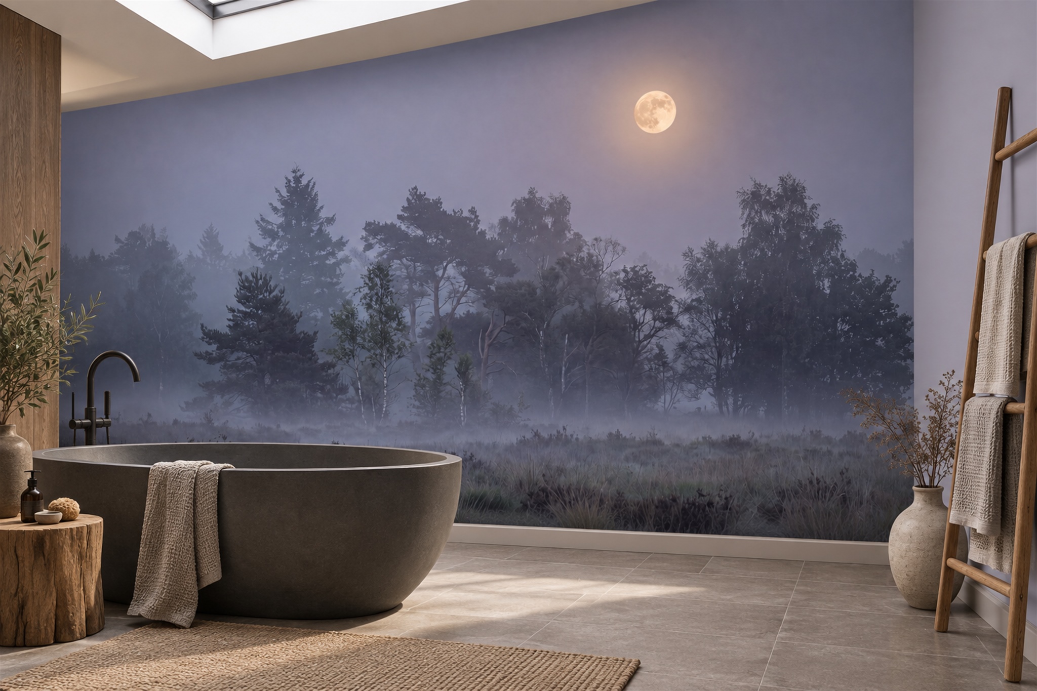 Purple Forest Scenic Wallpaper Mural Accent-wall-wallpaper-murals, Peel-and-stick Finish