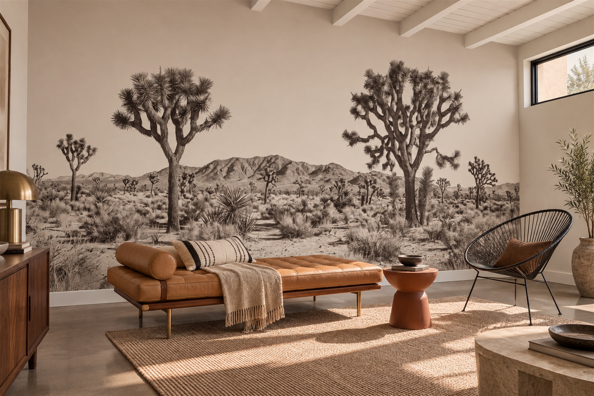 Beige Desert Landscape Wallpaper Mural, Peel-and-stick Finish