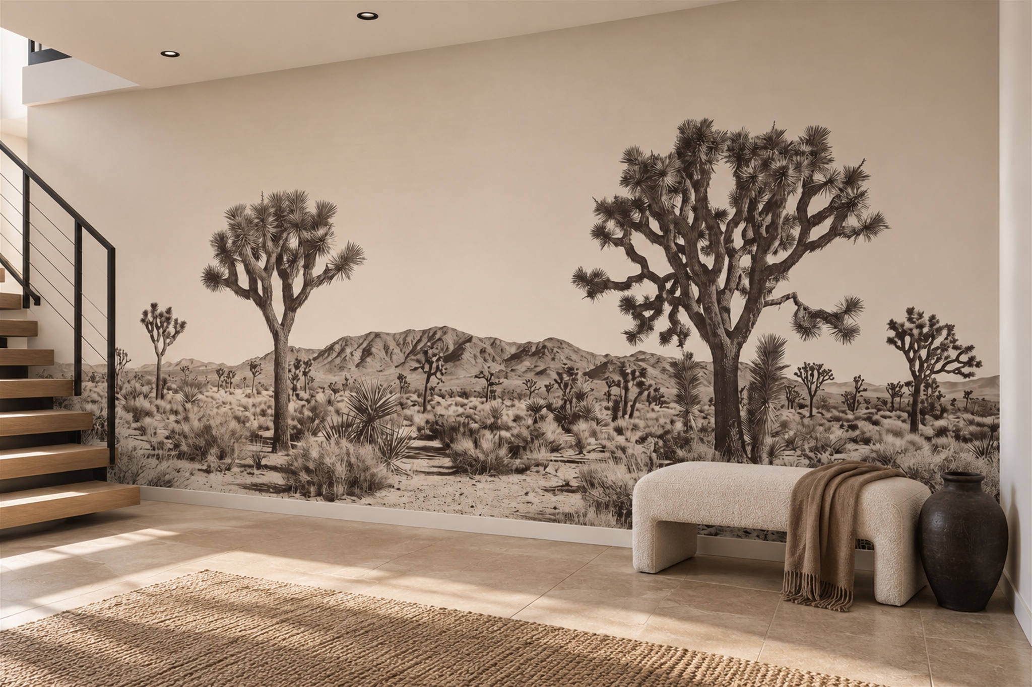 Beige Desert Landscape Wallpaper Mural, Peel-and-stick Finish