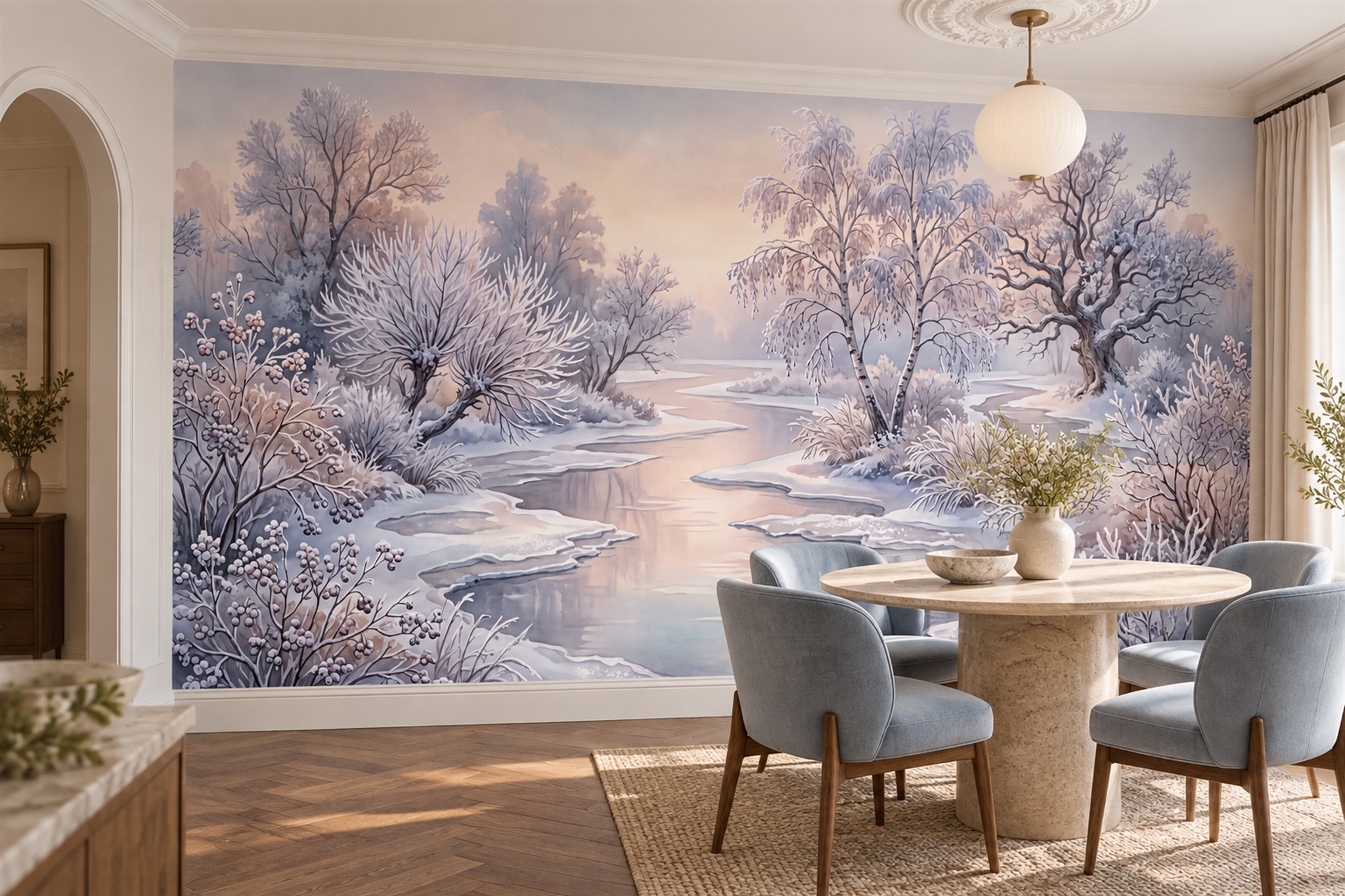 Pink Pattern Decorative Wallpaper Mural Layered Contour Wallpaper Mural Feature-wall-wallpaper-murals, Peel-and-stick Finish