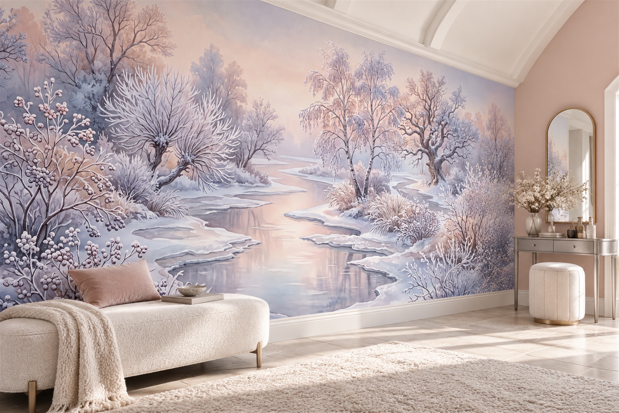 Pink Pattern Decorative Wallpaper Mural Layered Contour Wallpaper Mural Feature-wall-wallpaper-murals, Peel-and-stick Finish