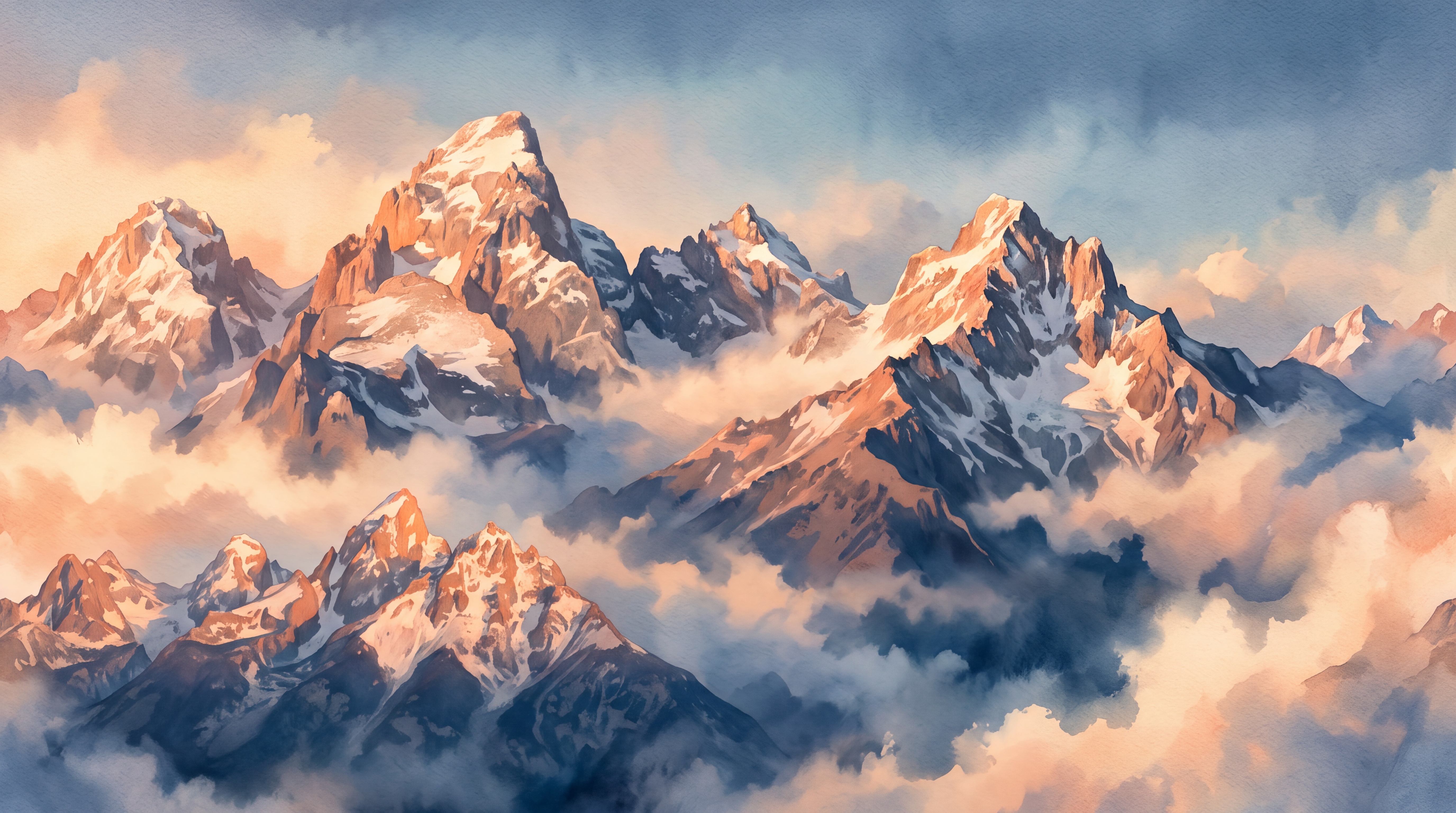Gold Mountain Scenic Painterly Wallpaper Mural, Peel-and-stick Finish